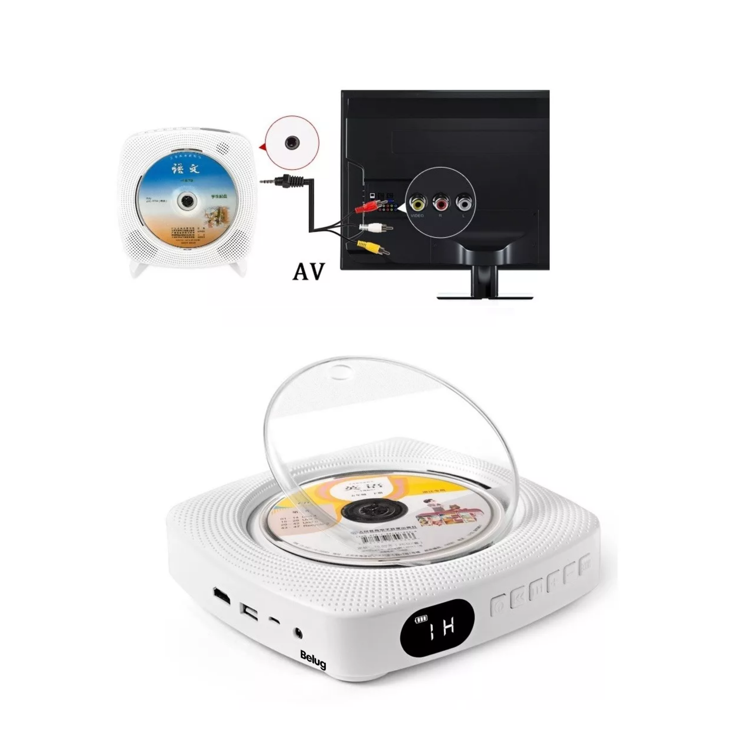 Foto 5 pulgar | Reproductor De Cd, Dvd Bluetooth Con Montaje En Pared, Belug  Color Blanco