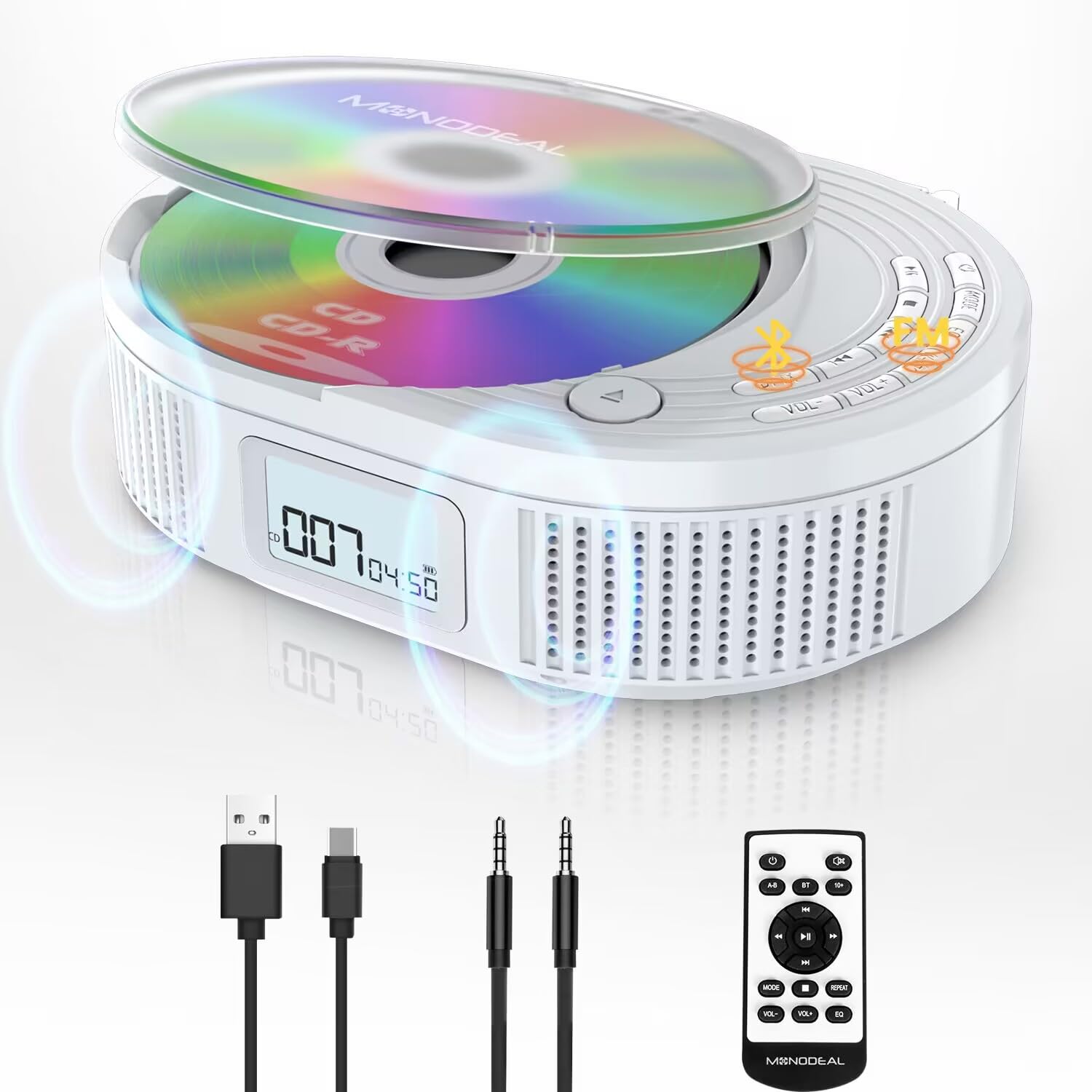 Reproductor De Cd Portátil Monodeal Boombox Con Bluetooth Y Radio Fm - Venta Internacional.