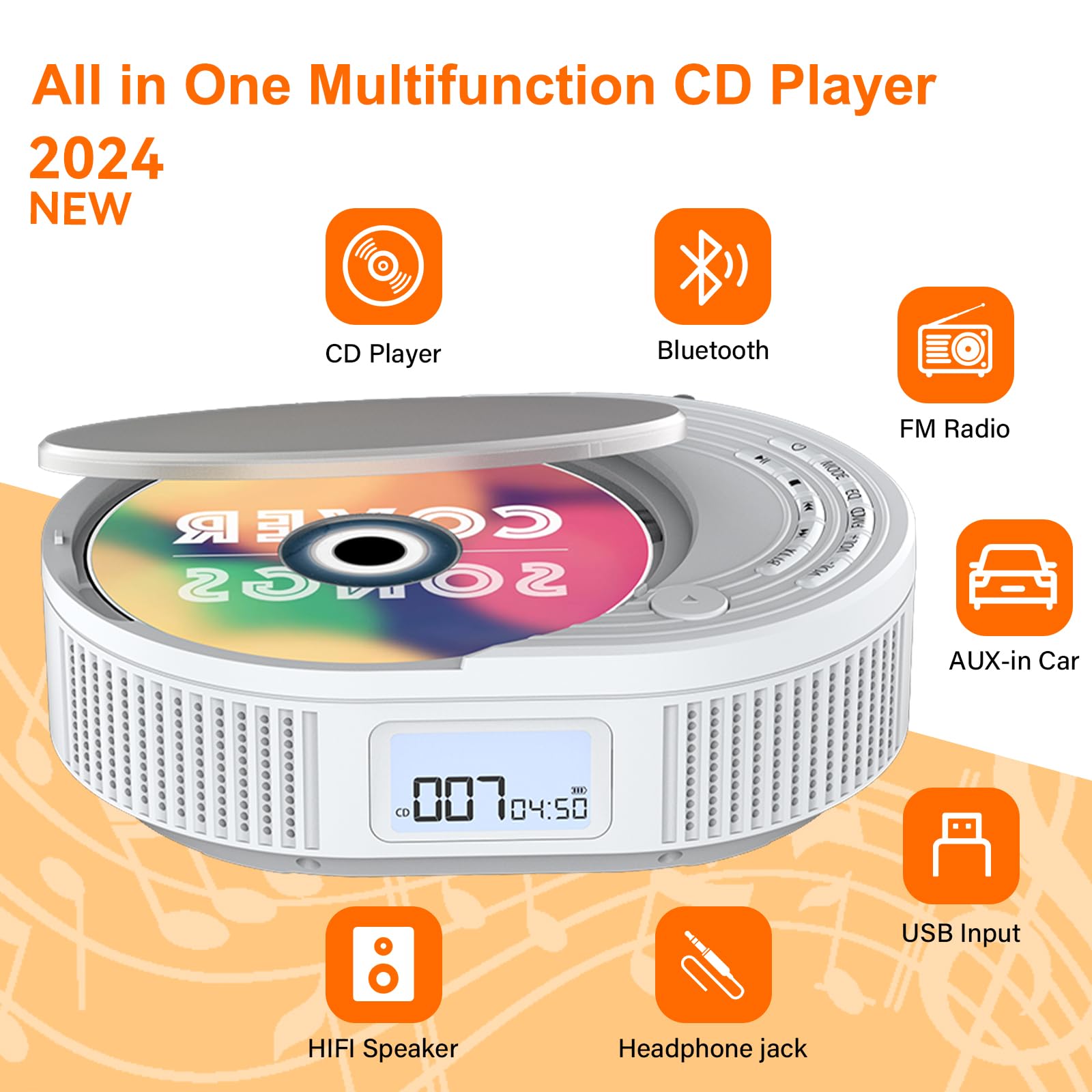 Foto 2 | Reproductor De Cd Portátil Monodeal Boombox Con Bluetooth Y Radio Fm - Venta Internacional.