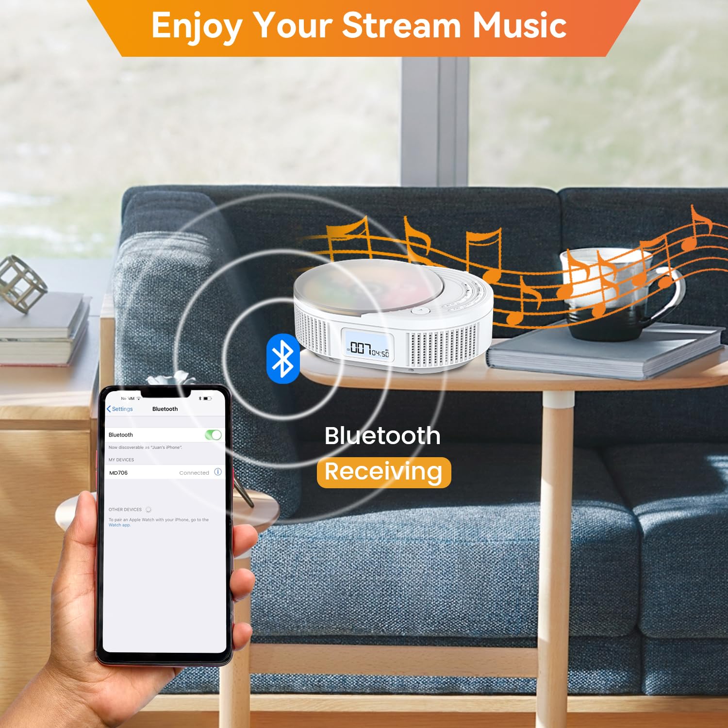 Foto 5 pulgar | Reproductor De Cd Portátil Monodeal Boombox Con Bluetooth Y Radio Fm - Venta Internacional.