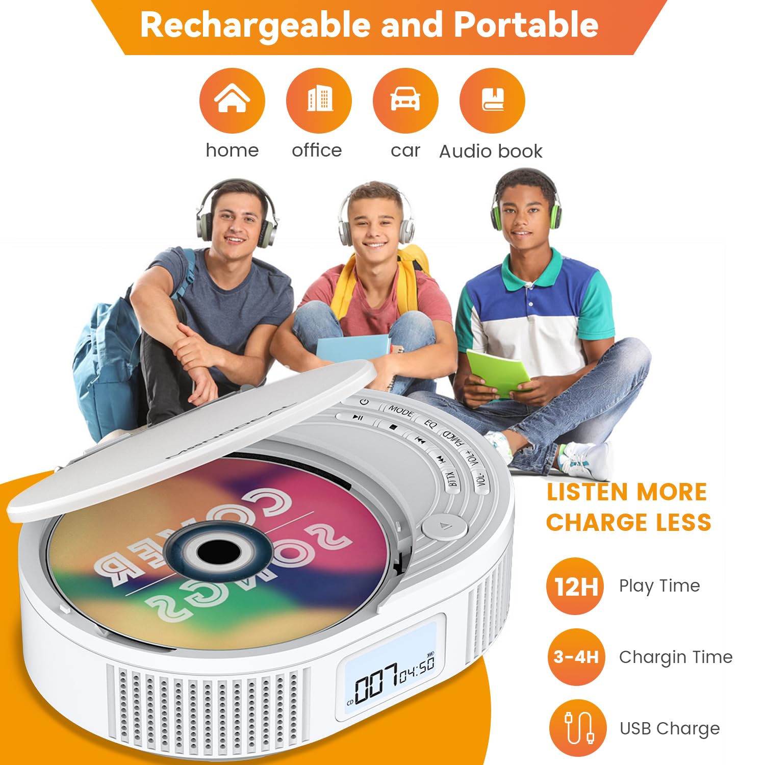 Foto 7 pulgar | Reproductor De Cd Portátil Monodeal Boombox Con Bluetooth Y Radio Fm - Venta Internacional.