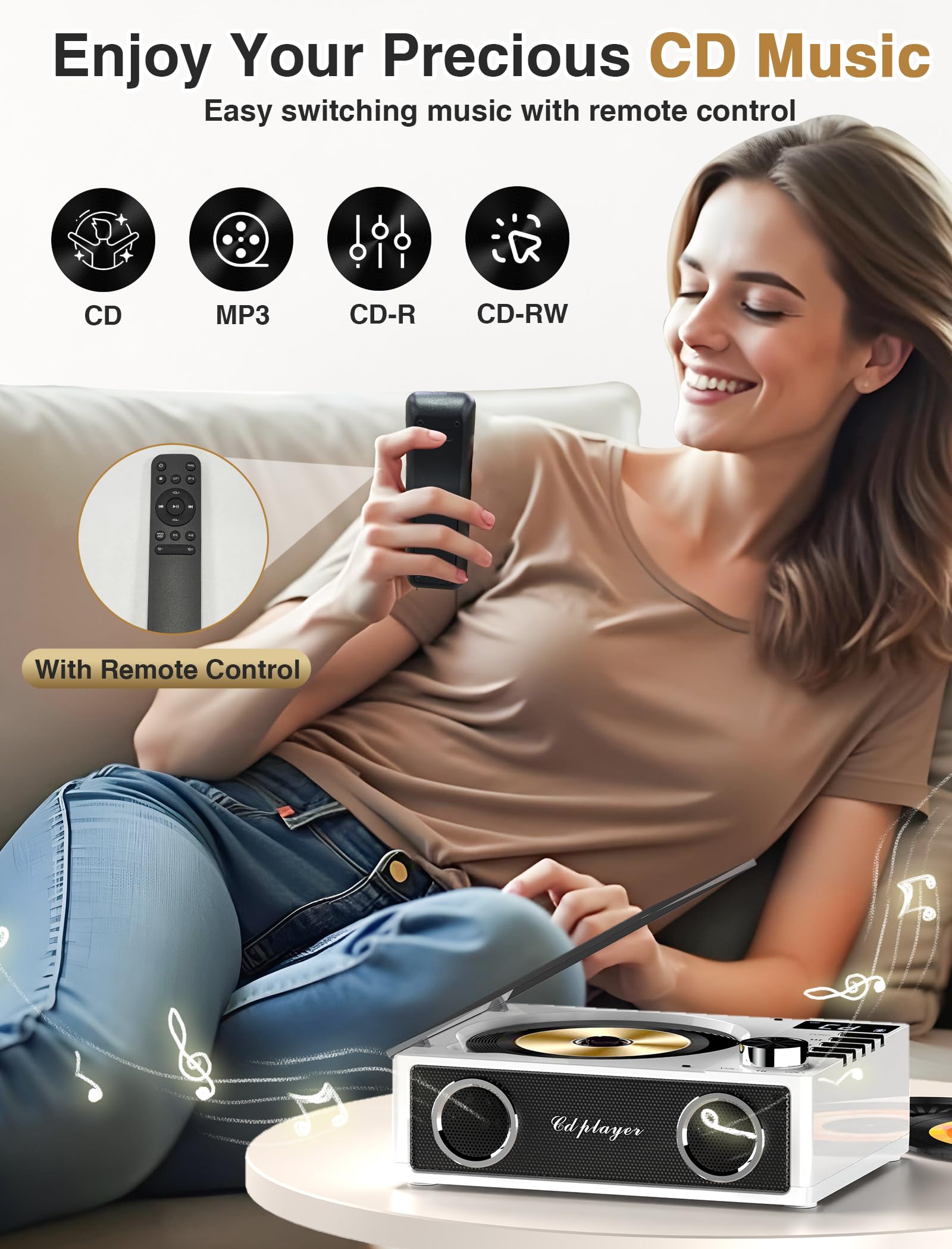 Foto 4 pulgar | Reproductor De Cd Portátil Gracioso Desktop Con Bluetooth Y Radio - Venta Internacional.