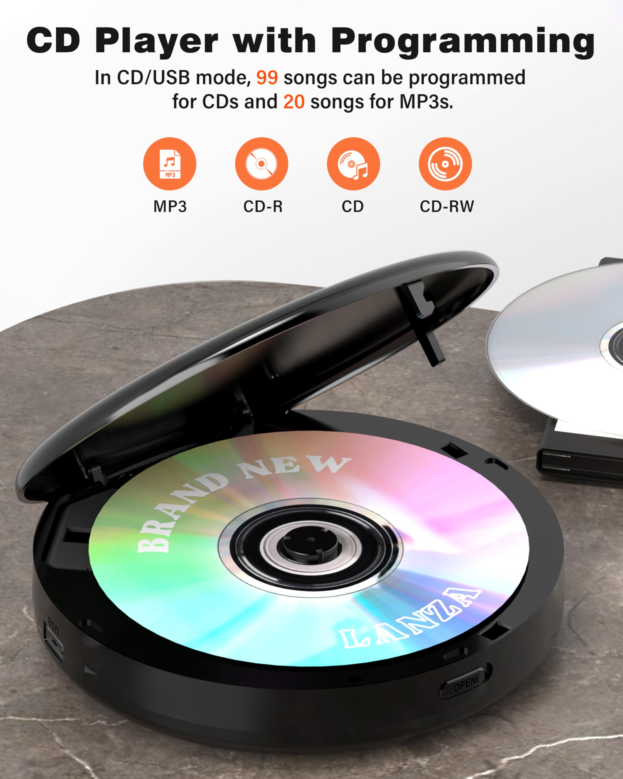 Foto 6 | Reproductor De Cd Portátil Greadio Con Batería Recargable De 2000 Mah - Venta Internacional.