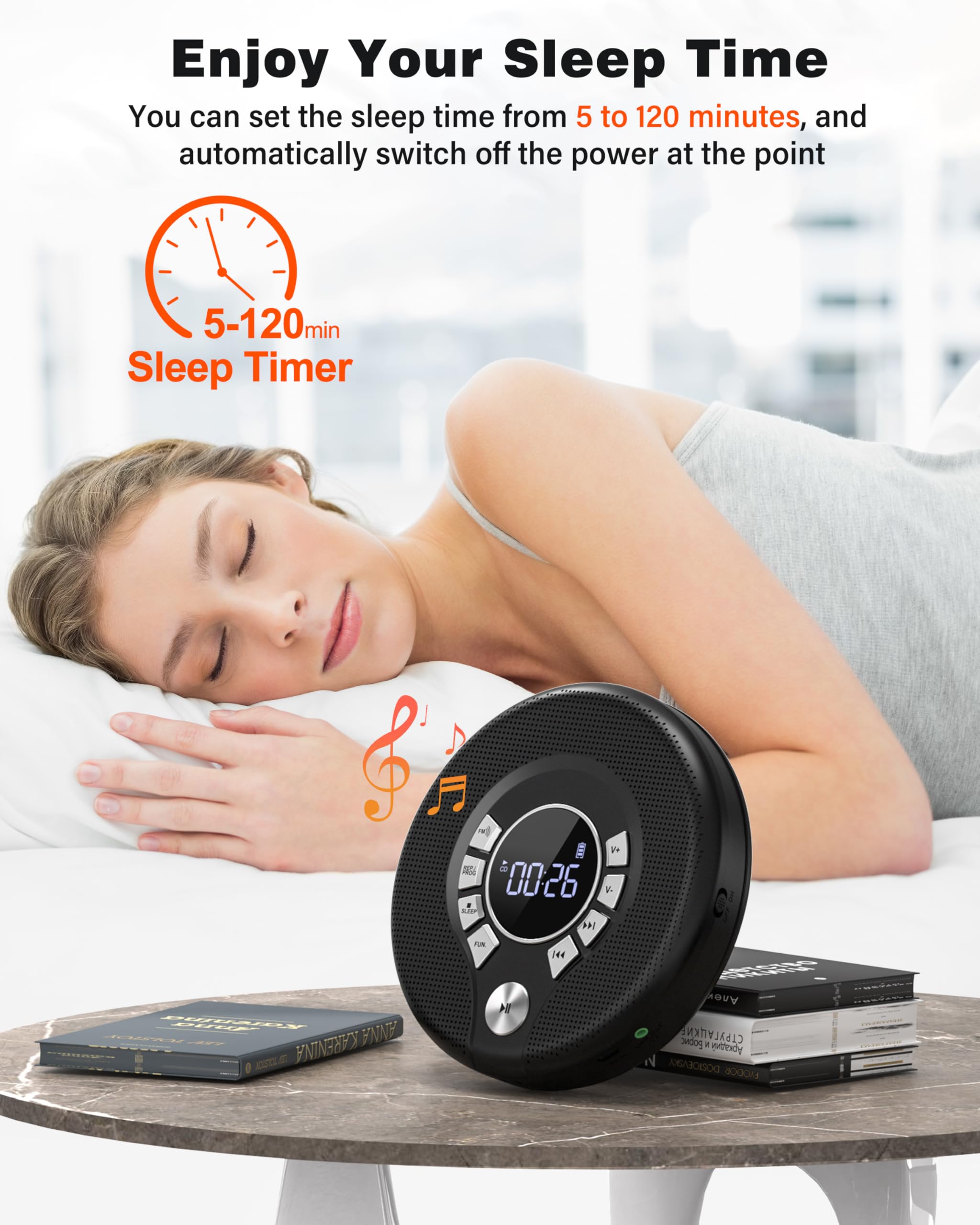 Foto 7 | Reproductor De Cd Portátil Greadio Con Batería Recargable De 2000 Mah - Venta Internacional.