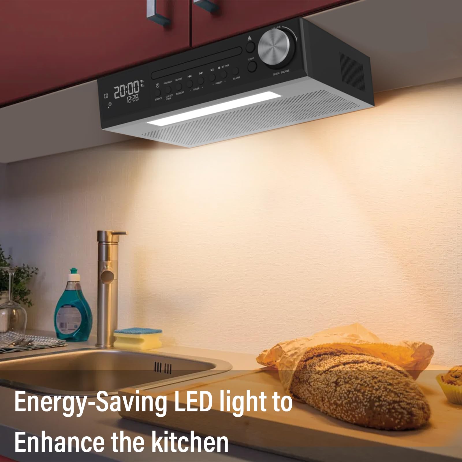 Foto 4 | Radio De Cocina Con Reproductor De Cd Bluetooth Monodeal Para Colocar Debajo Del Armario - Venta Internacional.