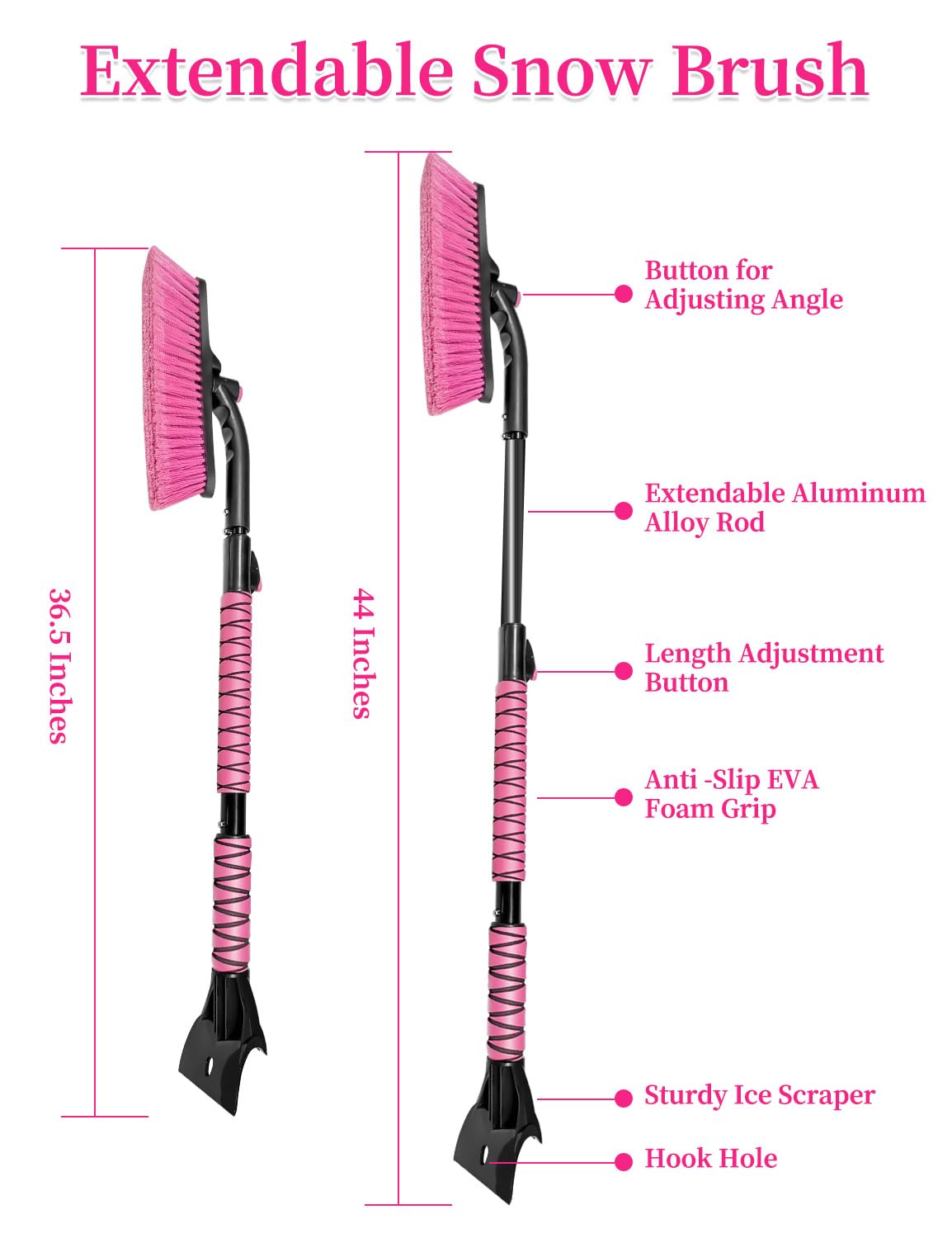 Foto 7 pulgar | Snow Brush Heeya Para Suv Con Rascador De Hielo  112 Cm  Color Rosa - Venta Internacional.