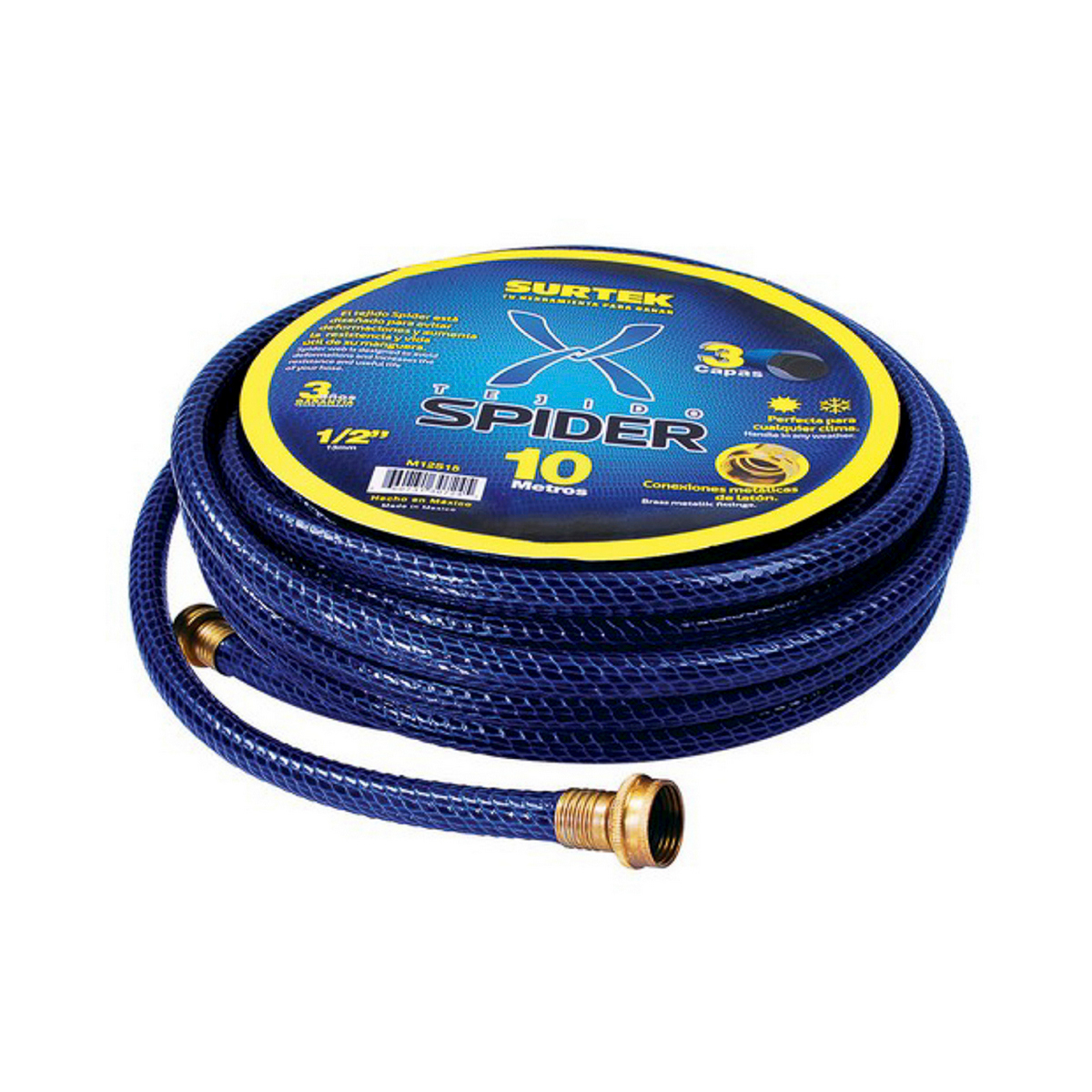 Manguera Jardin Surtek Armada 1/2” (13mm) X 15mt Con Conectores Metal Tejido Spi Derecha