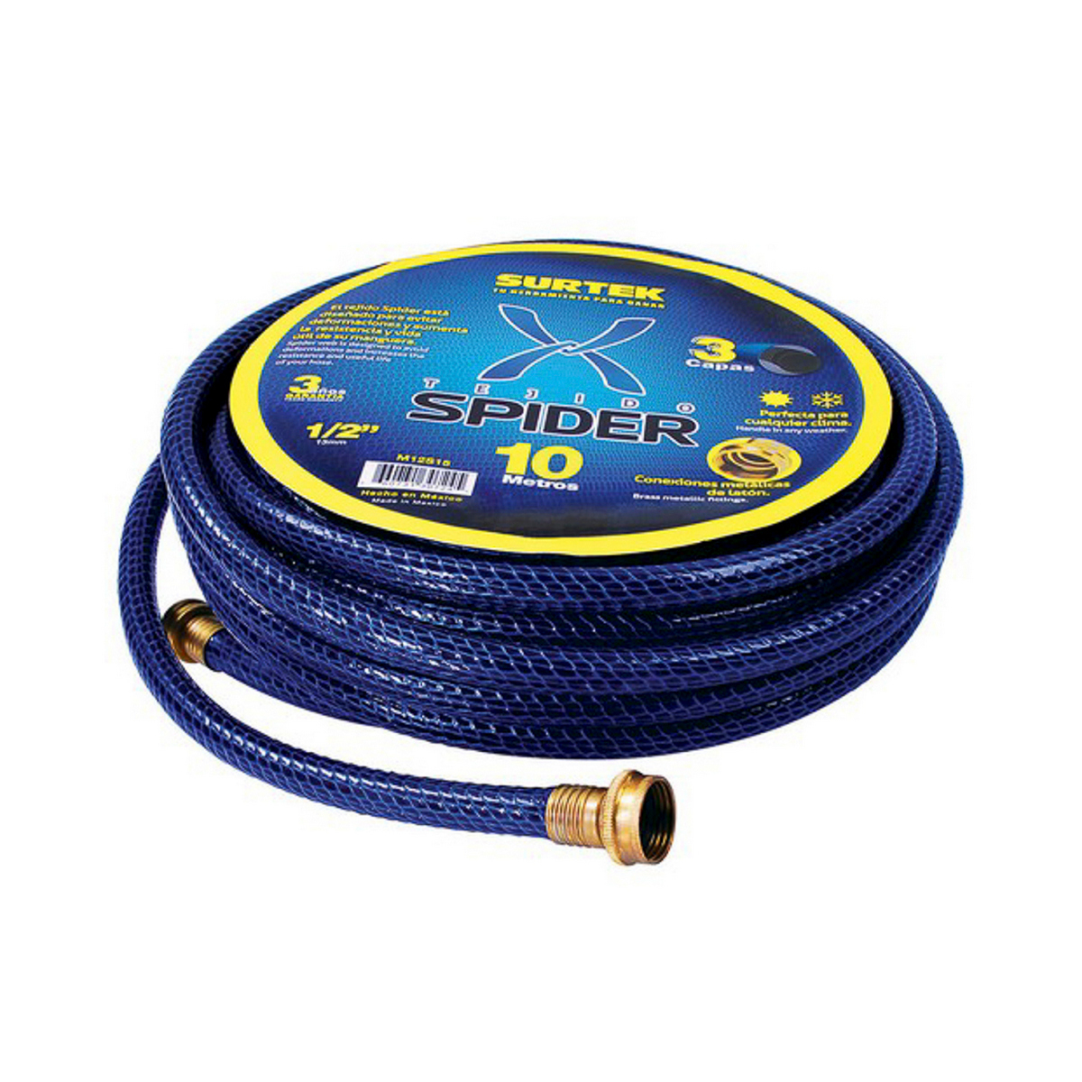 Manguera Jardin Surtek Armada 1/2” (13mm) X 10mt Con Conectores Metal Tejido Spi Derecha