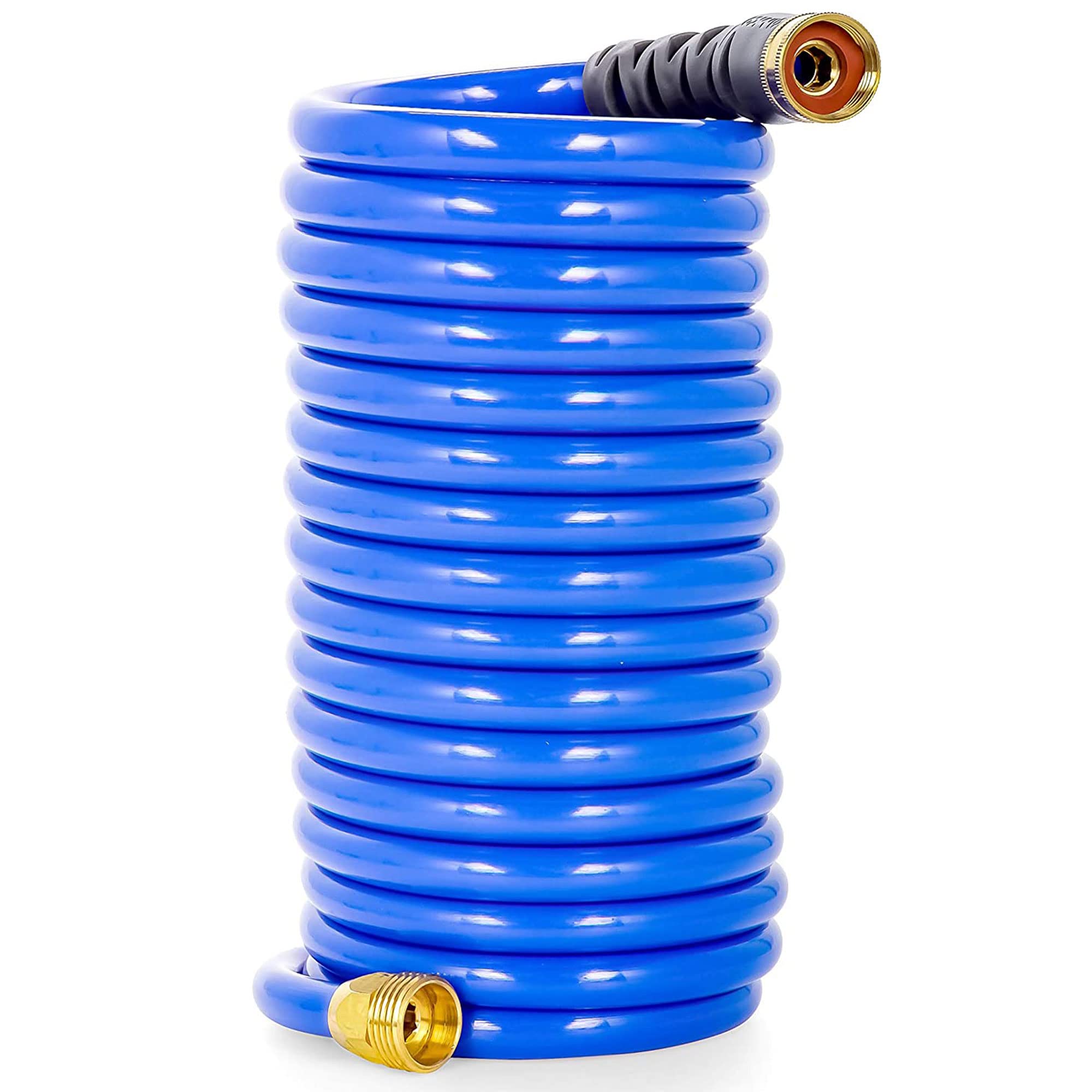 Manguera De Agua Enrollada Camco De 20 Pies Con Accesorios De Latón De 1/2 Pulgada De Diámetro Inter - Venta Intern