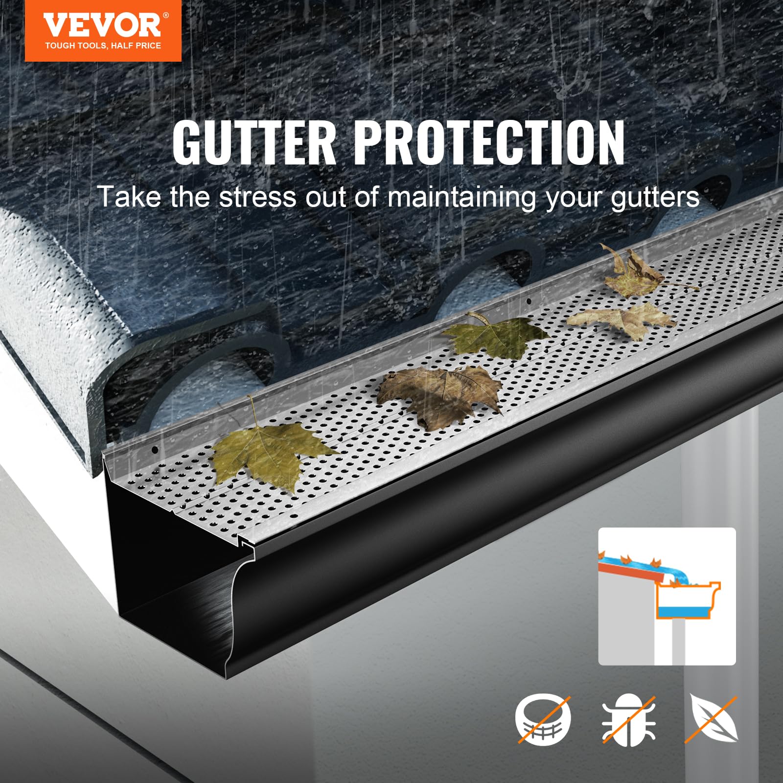 Foto 2 | Filtro De Hojas De Aluminio Gutter Guard Vevor, 13 Cm De Ancho, 26 Unidades - Venta Internacional.