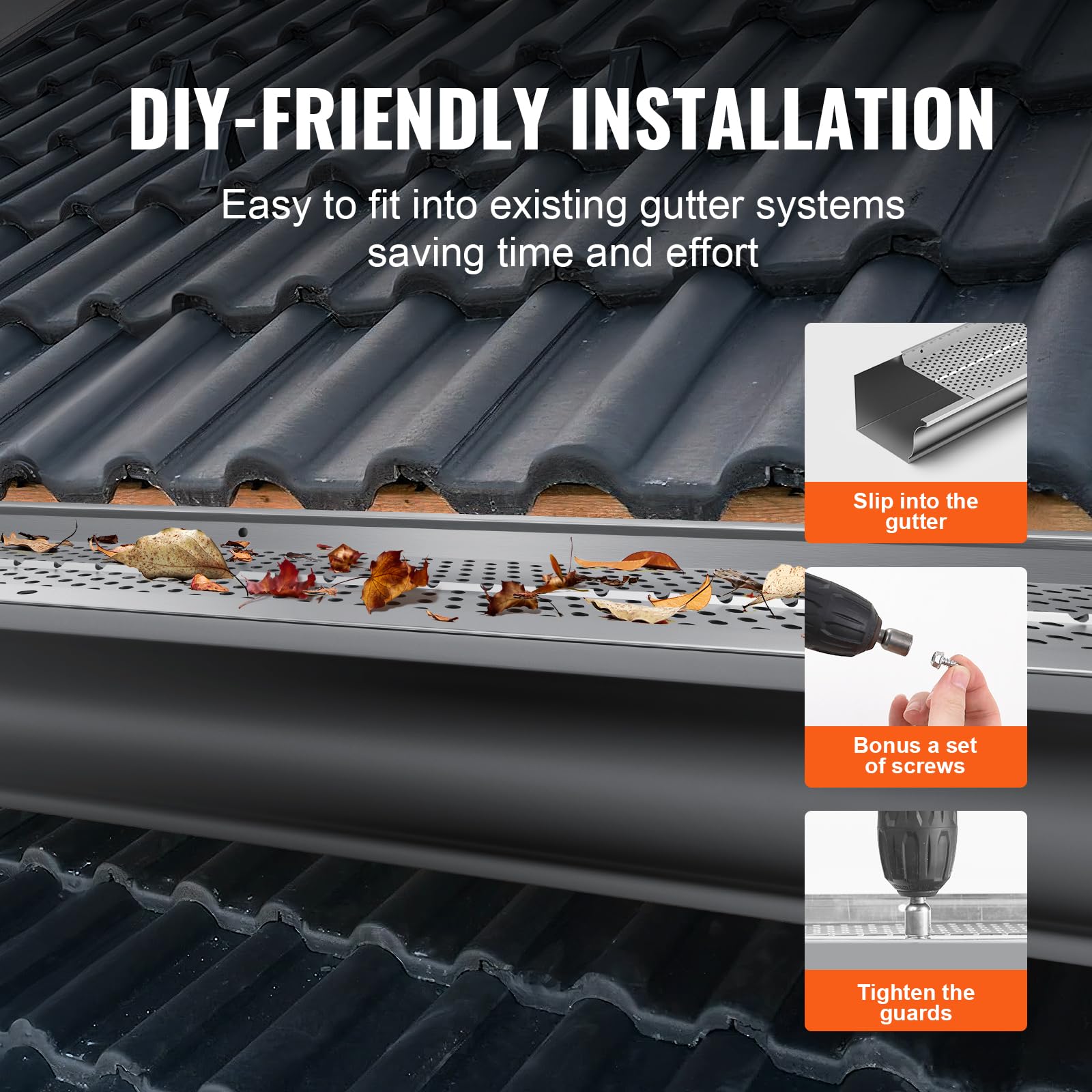 Foto 5 | Filtro De Hojas De Aluminio Gutter Guard Vevor, 13 Cm De Ancho, 26 Unidades - Venta Internacional.