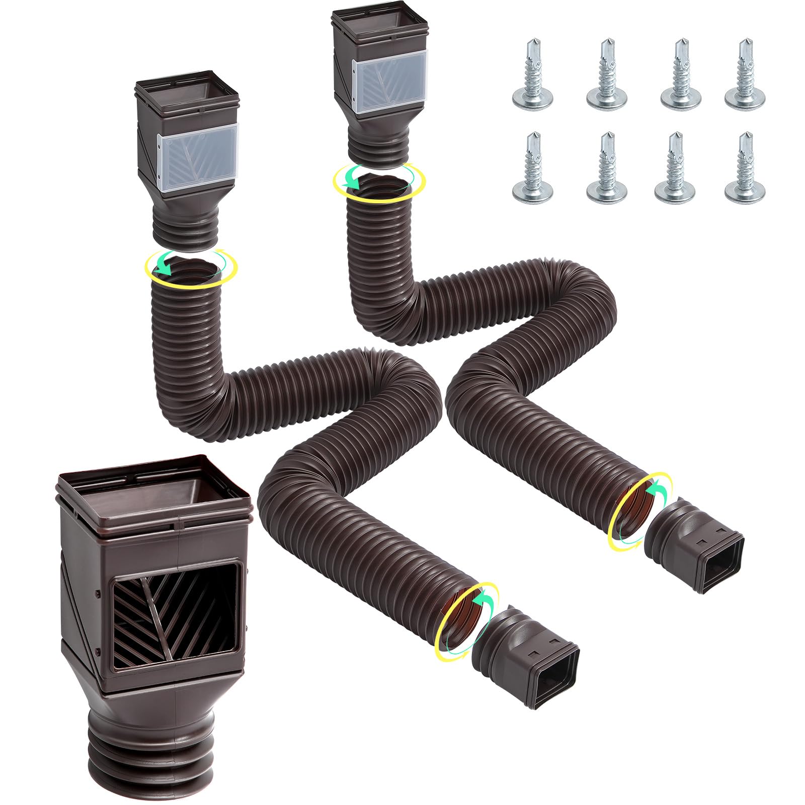 Extensión Para Canalones De Lluvia Vevor Hc3003g2, Paquete De 2 Unidades, Color Marrón - Venta Internacional.