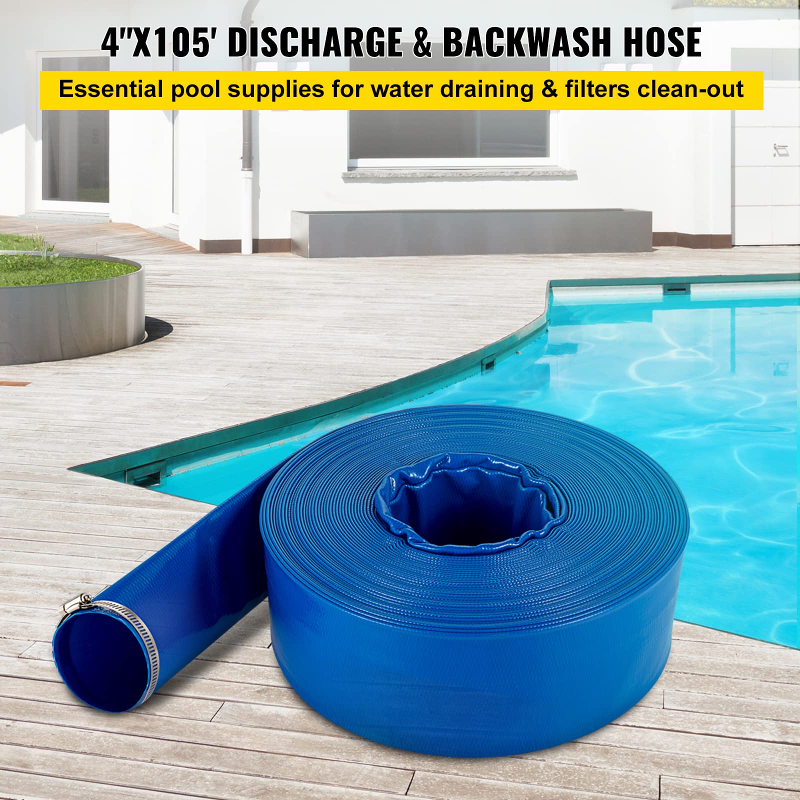 Foto 3 pulgar | Manguera De Descarga Vevor Pvc Plana De 4 X 32 M Para Piscina - Venta Internacional.