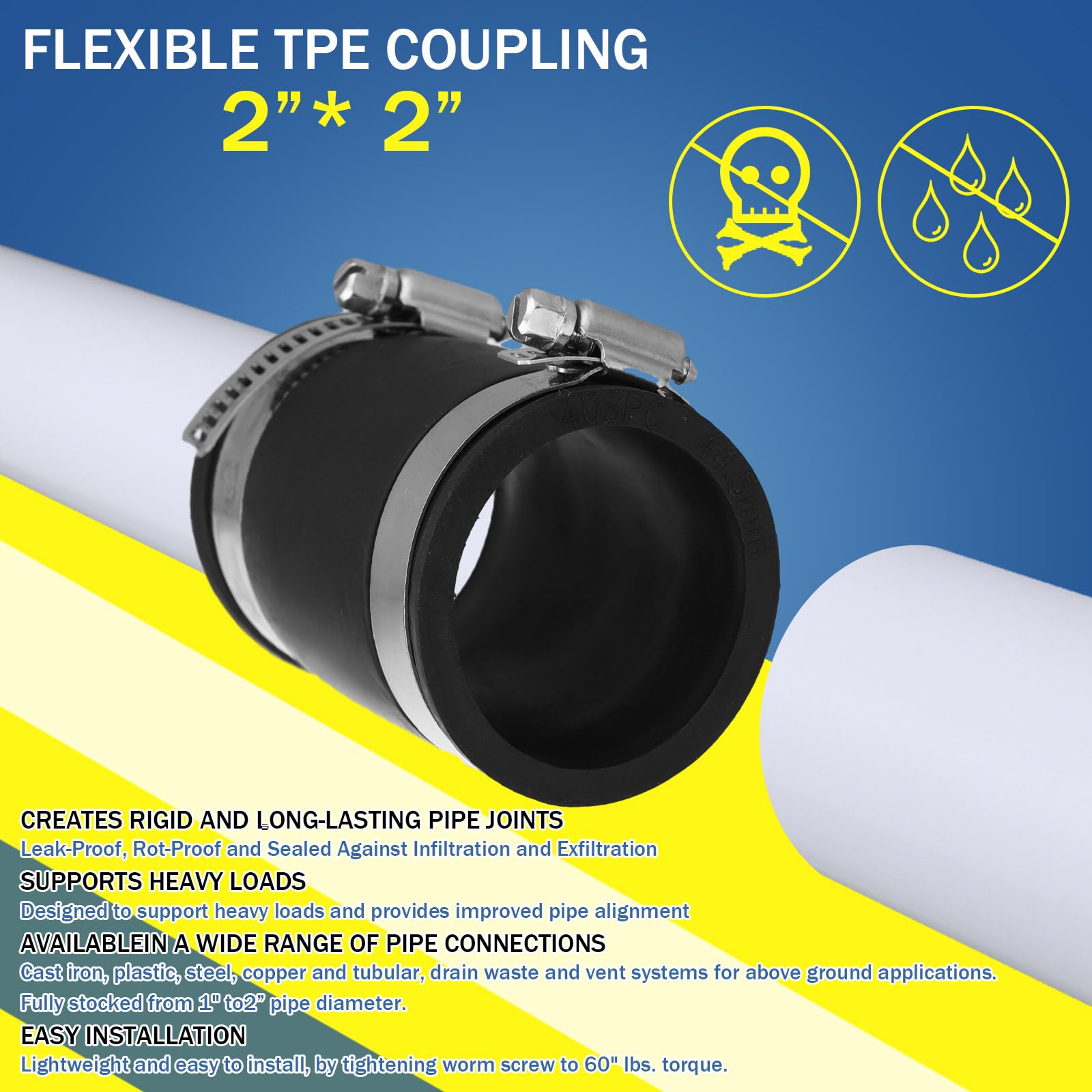 Foto 5 pulgar | Pangda De Acoplamiento Flexible De Tpe Para Tubos De Plástico Y Cobre De 5-6 Cm - Venta Internacional.