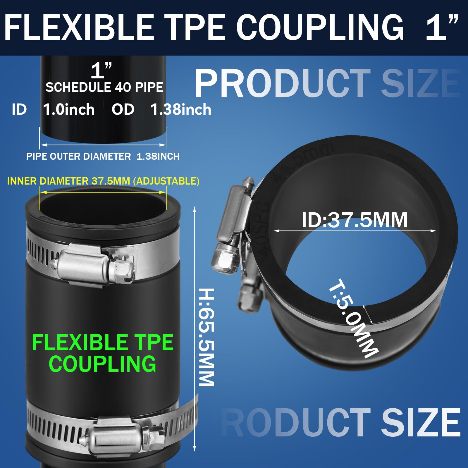 Foto 3 pulgar | Pangda De Acoplamiento Flexible De Tpe Para Tubos De Plástico Y Cobre De 1 Pulgada - Venta Internacional.