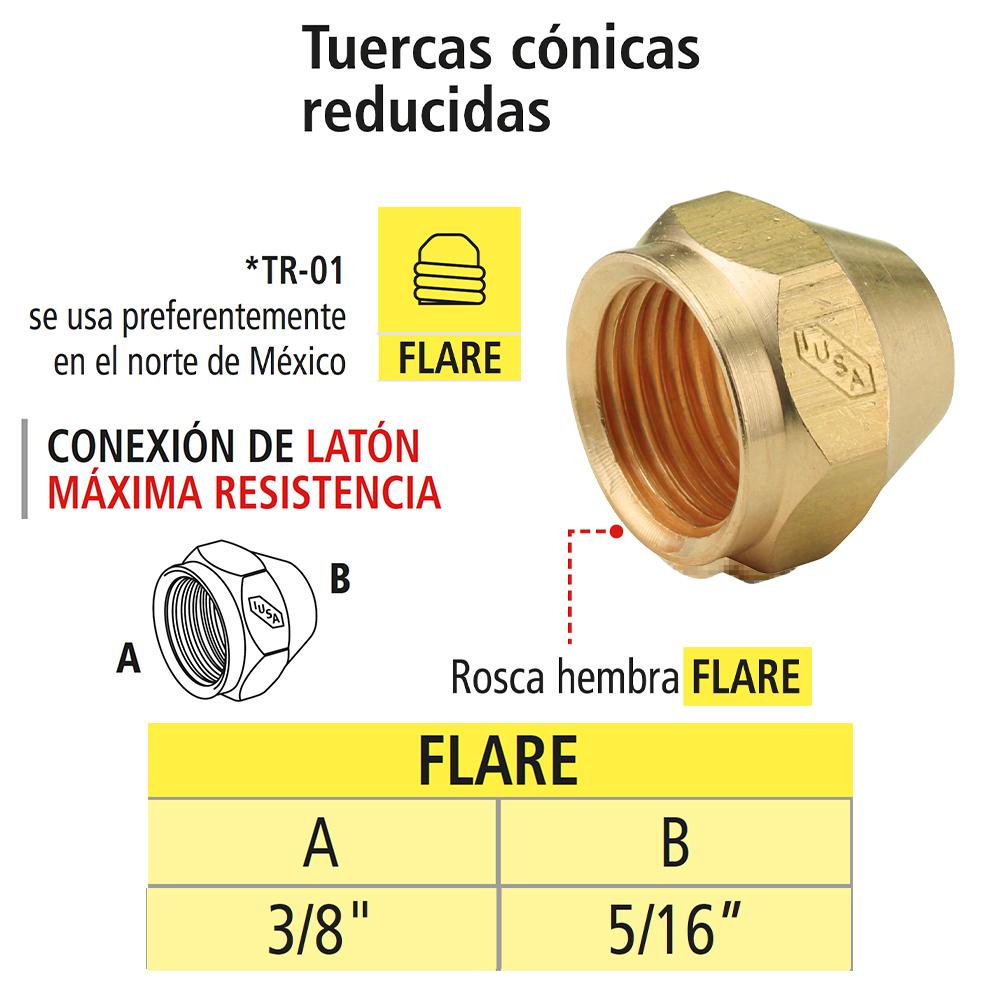 Foto 6 pulgar | Tuerca Cónica Reducida 3/8” X 5/16” Iusa 10 Pzas