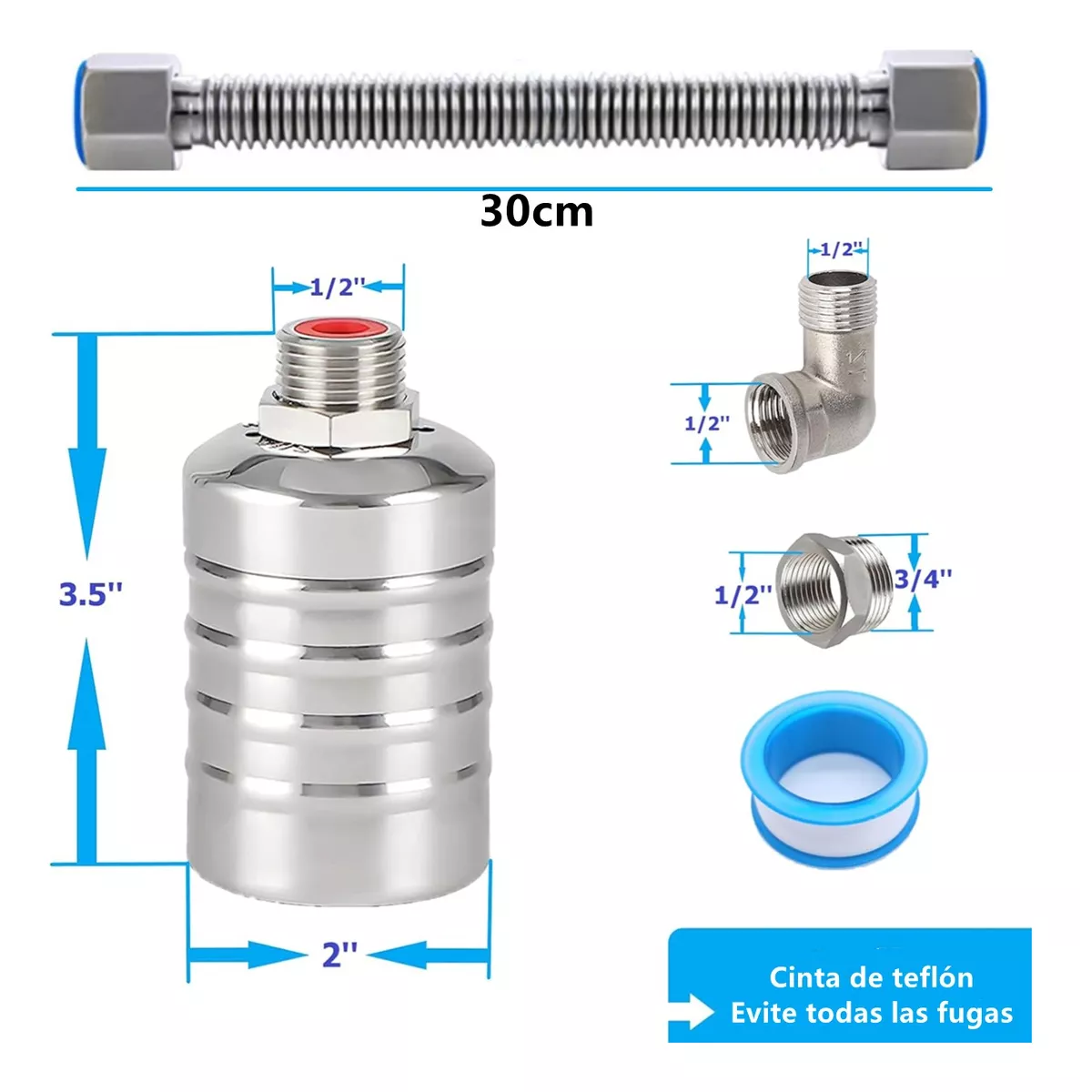 Foto 3 | Válvula De Nivel De Agua Automática De Acero Inoxidable Eo Safe Imports Esi-18287 Plata
