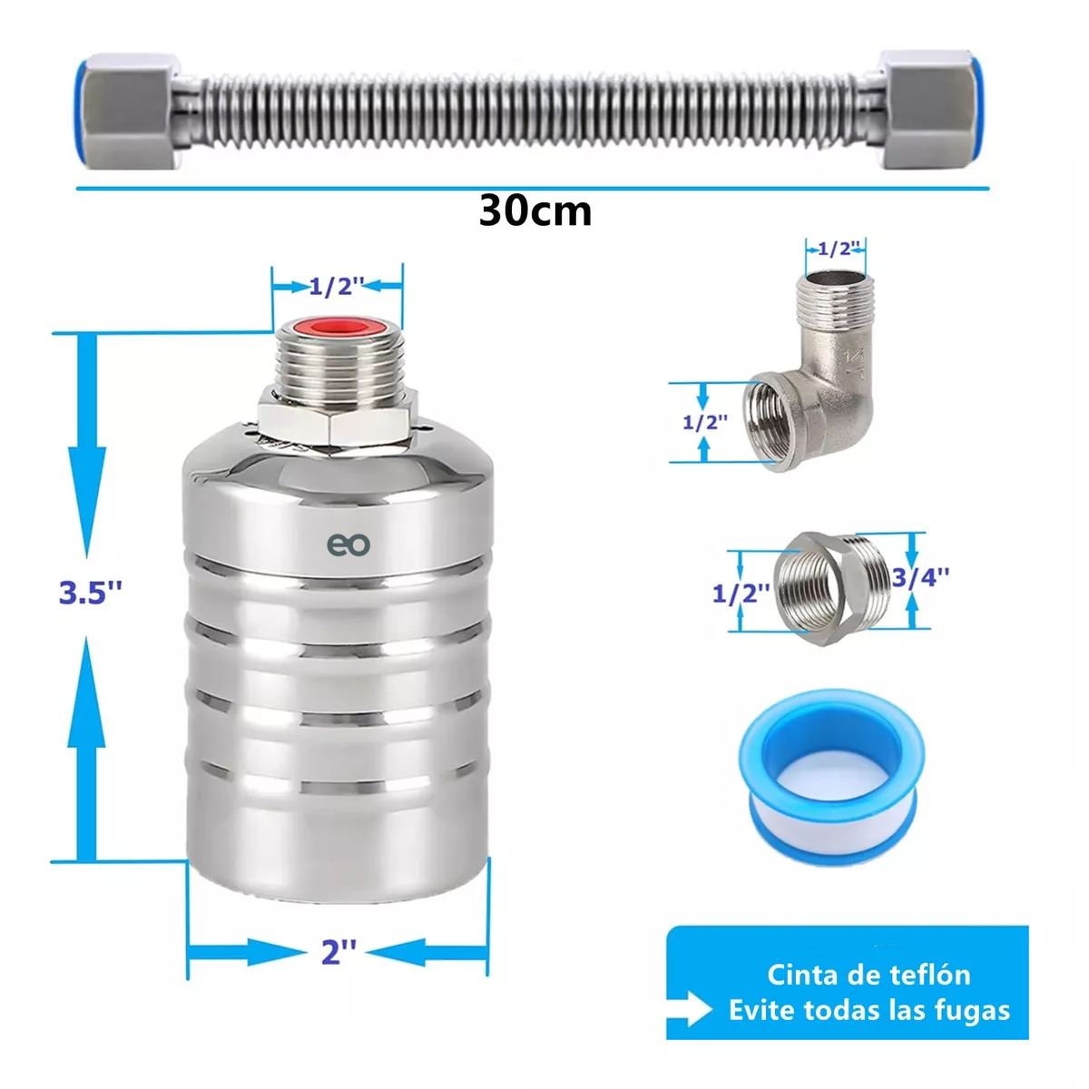 Foto 4 pulgar | Language Válvula De Nivel De Agua Automática De Acero Inoxidable Eo Safe Imports Esi-18287-1 Plata