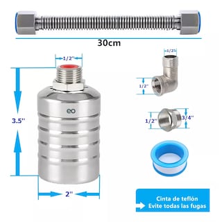 Foto 3 | Language Válvula De Nivel De Agua Automática De Acero Inoxidable Eo Safe Imports Esi-18287-1 Plata