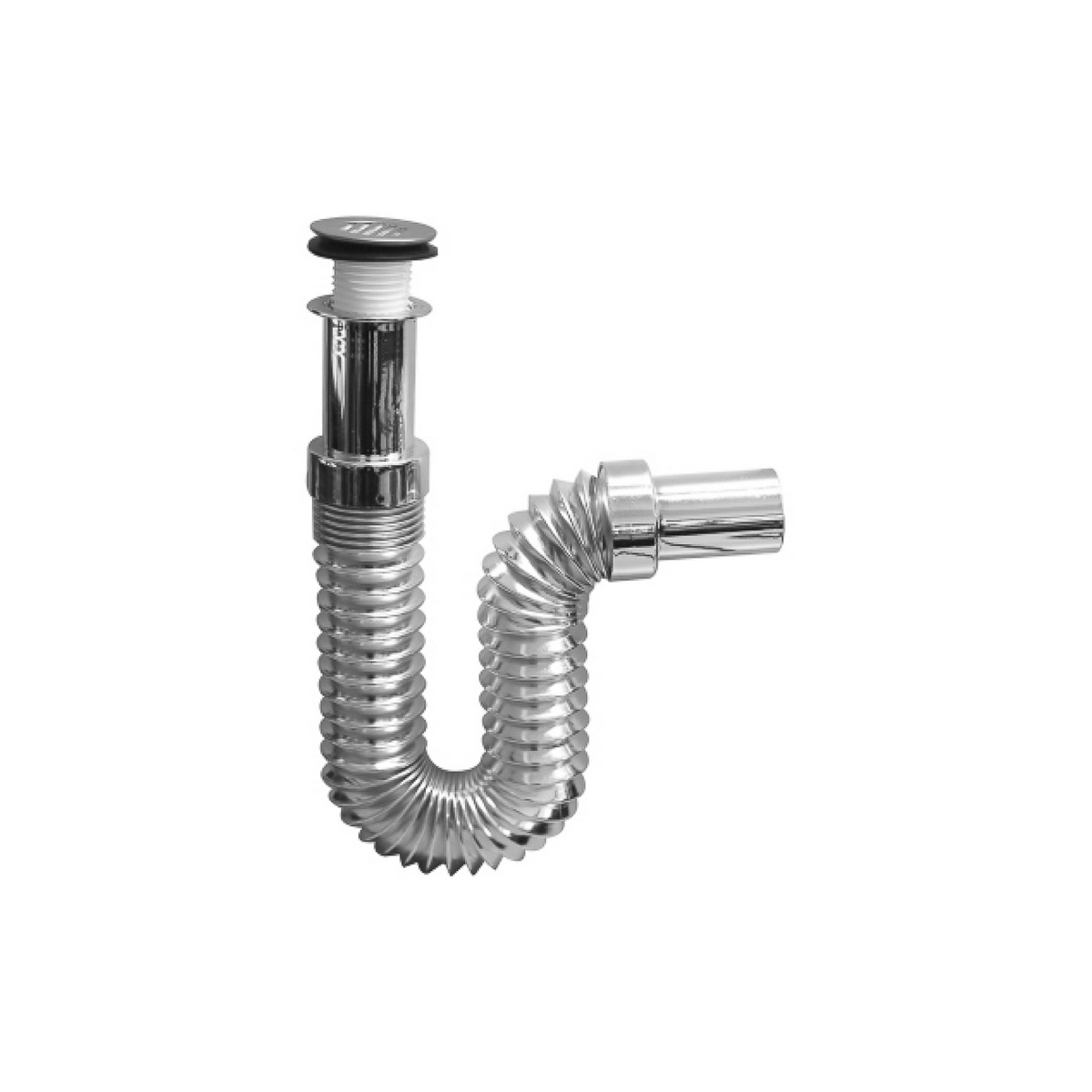 Cespol Lavabo Fleximatic ”p” Con Cubierta Metálica Tubo Flexible 55cm Ovalin Metalizado