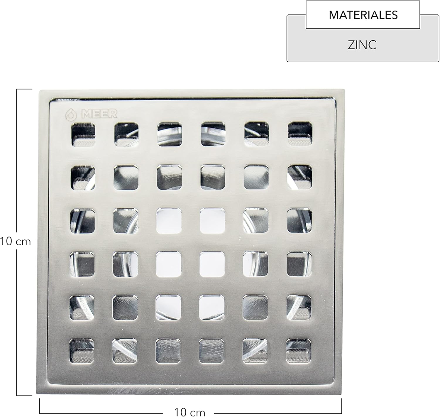 Foto 4 pulgar | Resumidero Cuadrado De 10'' Fabricado En Zinc Con Sistema Antirretorno