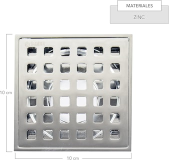 Foto 3 | Resumidero Cuadrado De 10'' Fabricado En Zinc Con Sistema Antirretorno
