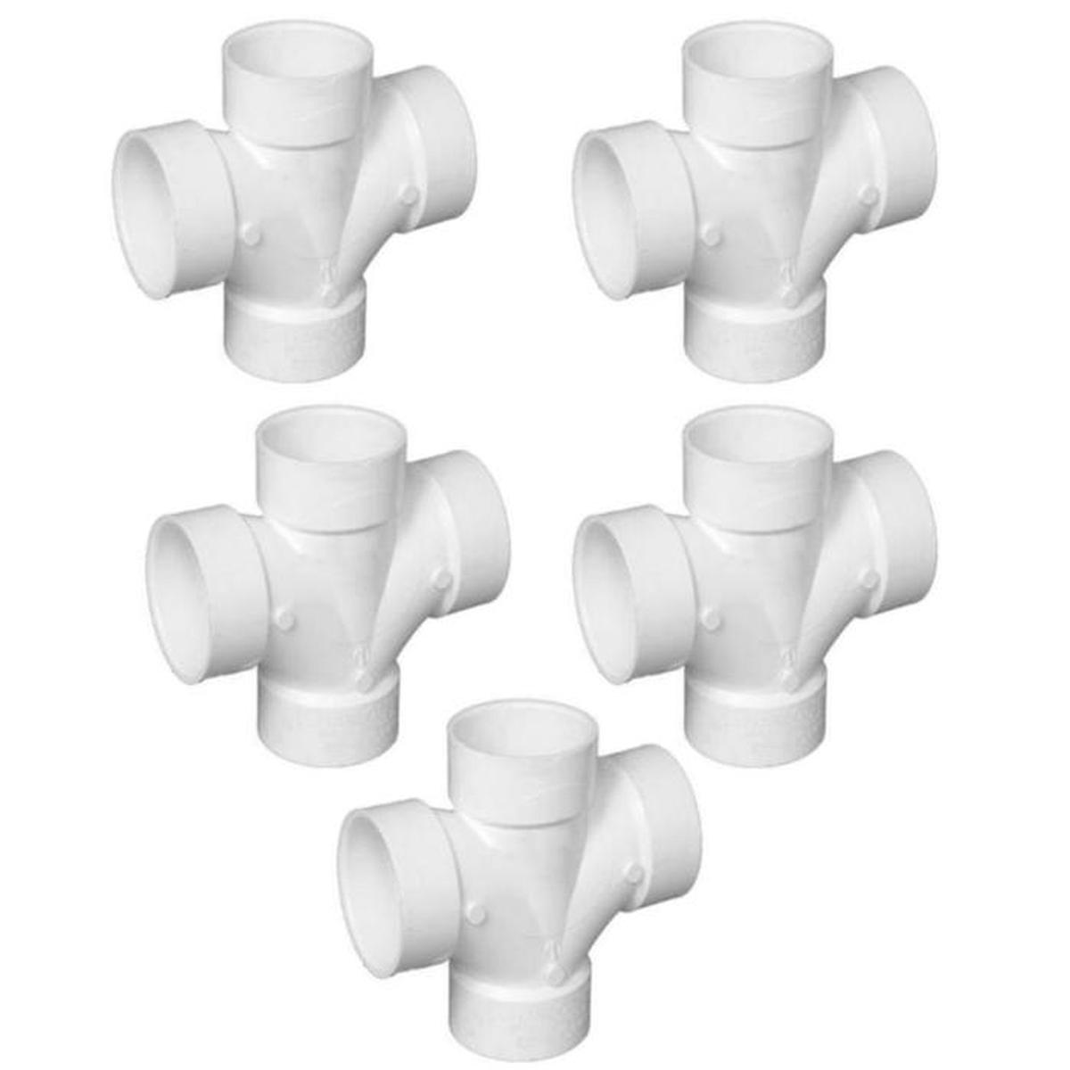 Tee Doble Mayoreo Blanco Ventdepot Mxted-002 5  Piezas Blanco