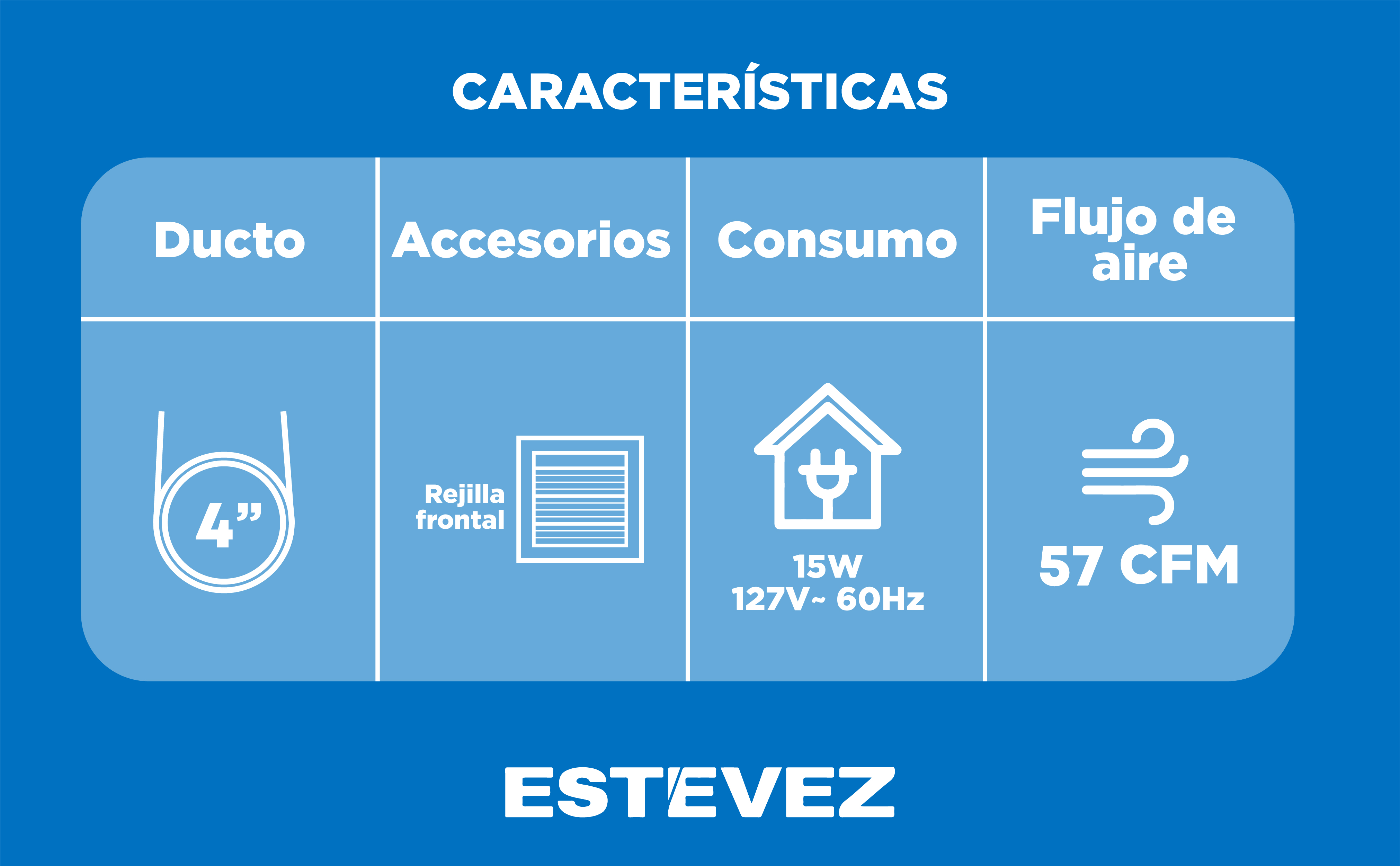 Foto 4 pulgar | Estevez Extractor De Aire De 4 Pulgadas Con Reja Antirretorno