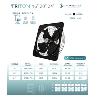 Foto 3 | Extractor de Aire 24'' Tritón Masterfan