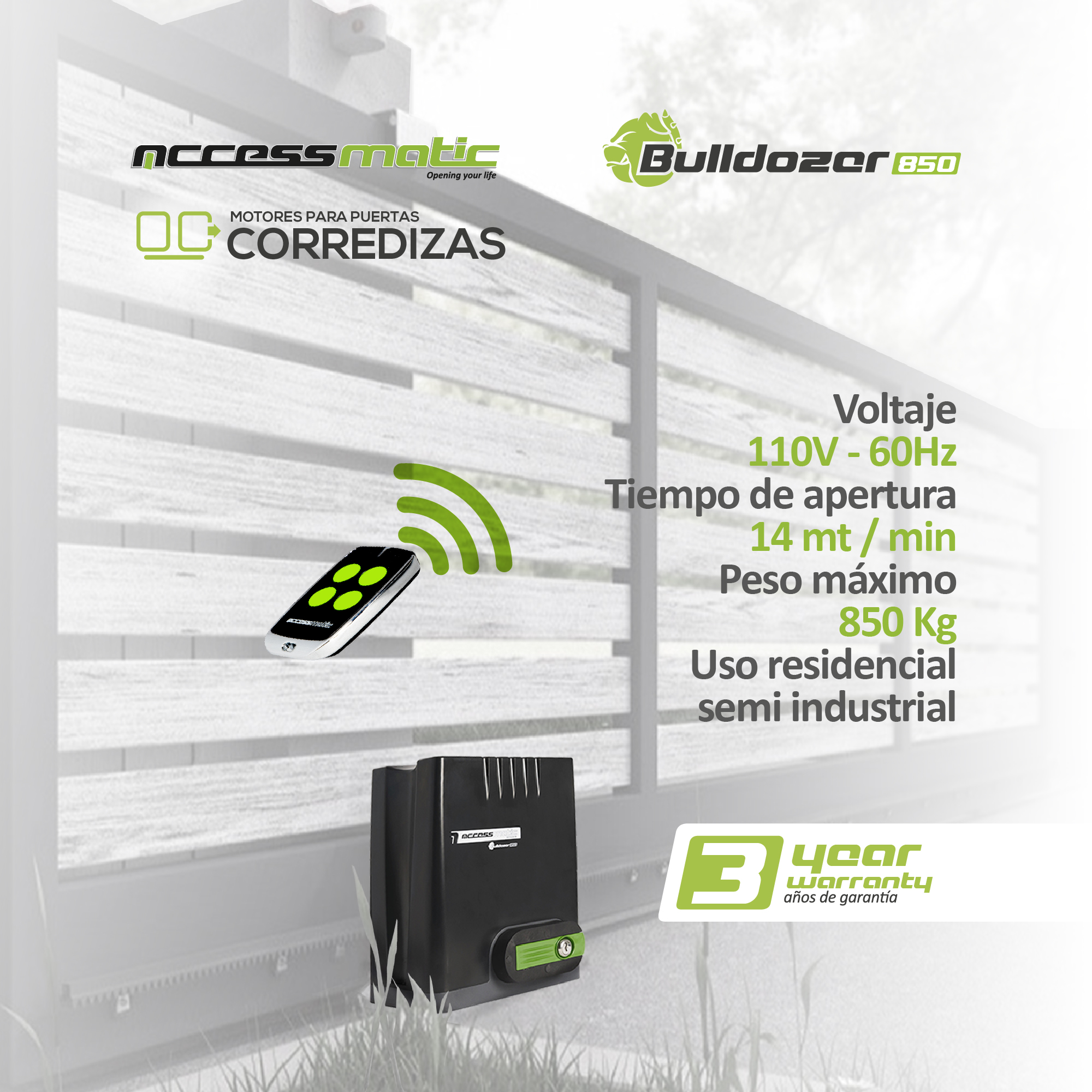 Foto 4 | Motor Corredizo Bulldozer850 para Puertas de 850k con 4m de Cremallera