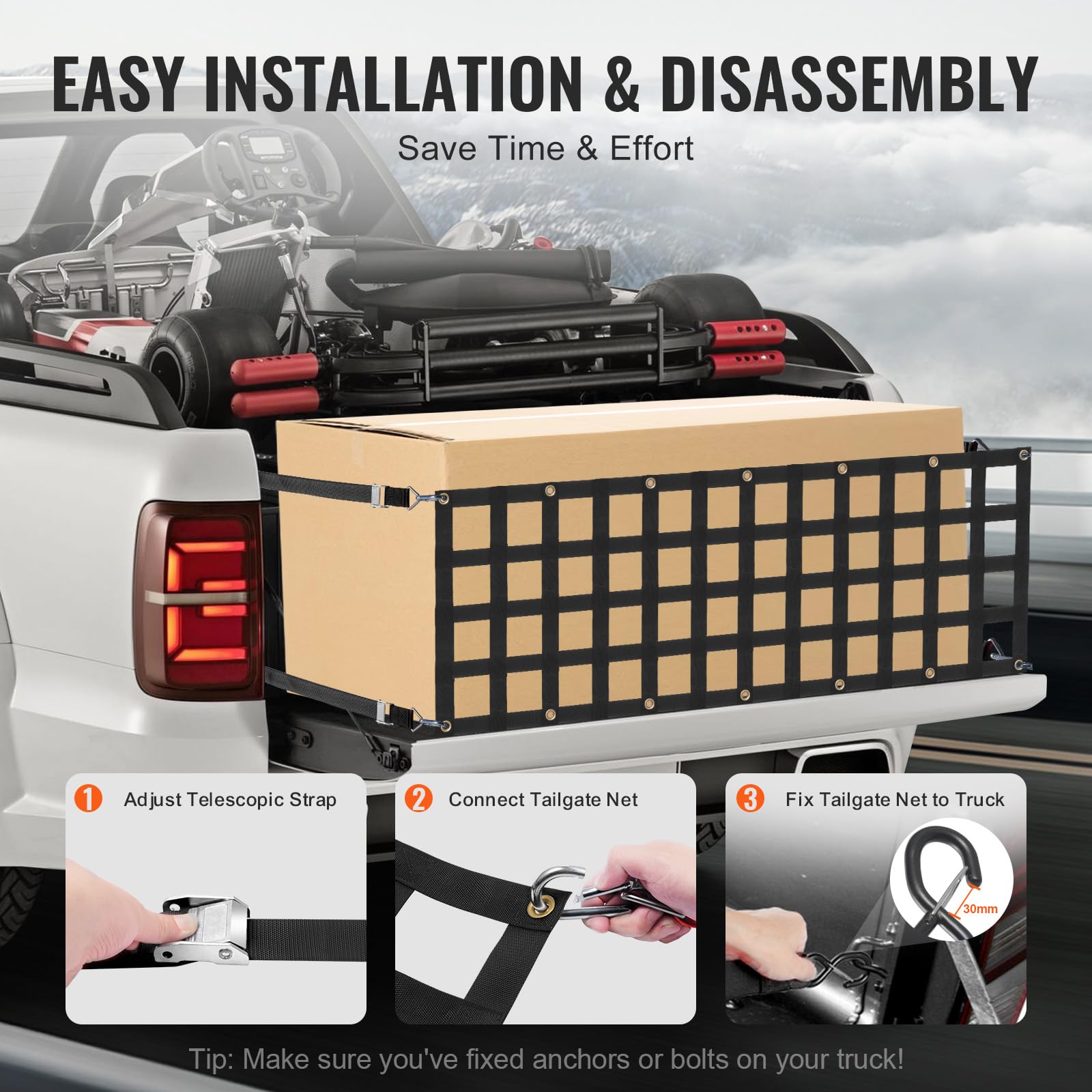 Foto 4 | Extensor De Plataforma Para Camión Tailgate Net Vevor, 60 X 45 Cm, Con Correas - Venta Internacional.