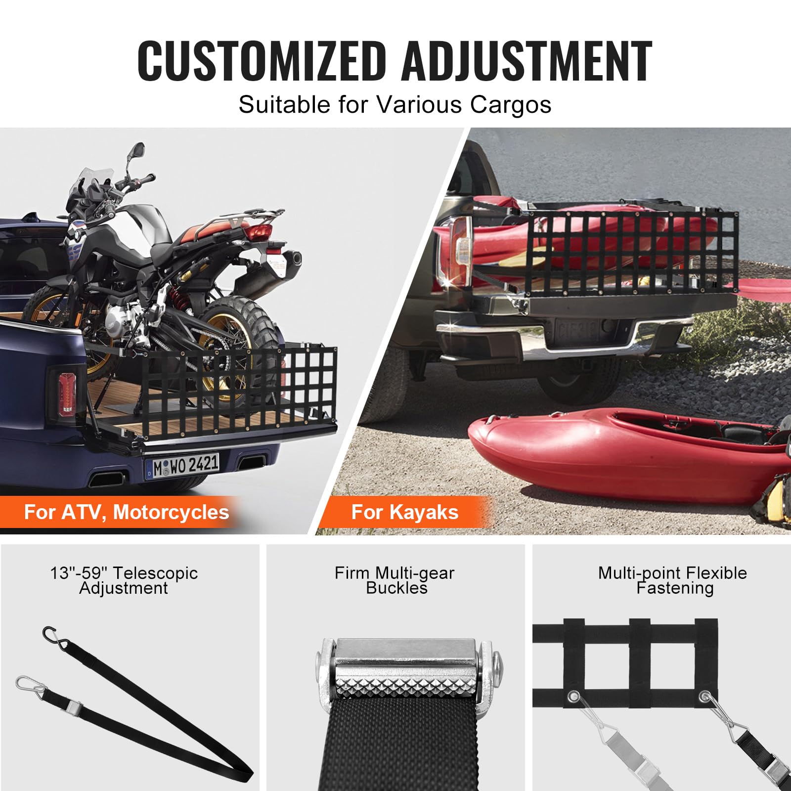 Foto 6 | Extensor De Plataforma Para Camión Tailgate Net Vevor, 60 X 45 Cm, Con Correas - Venta Internacional.