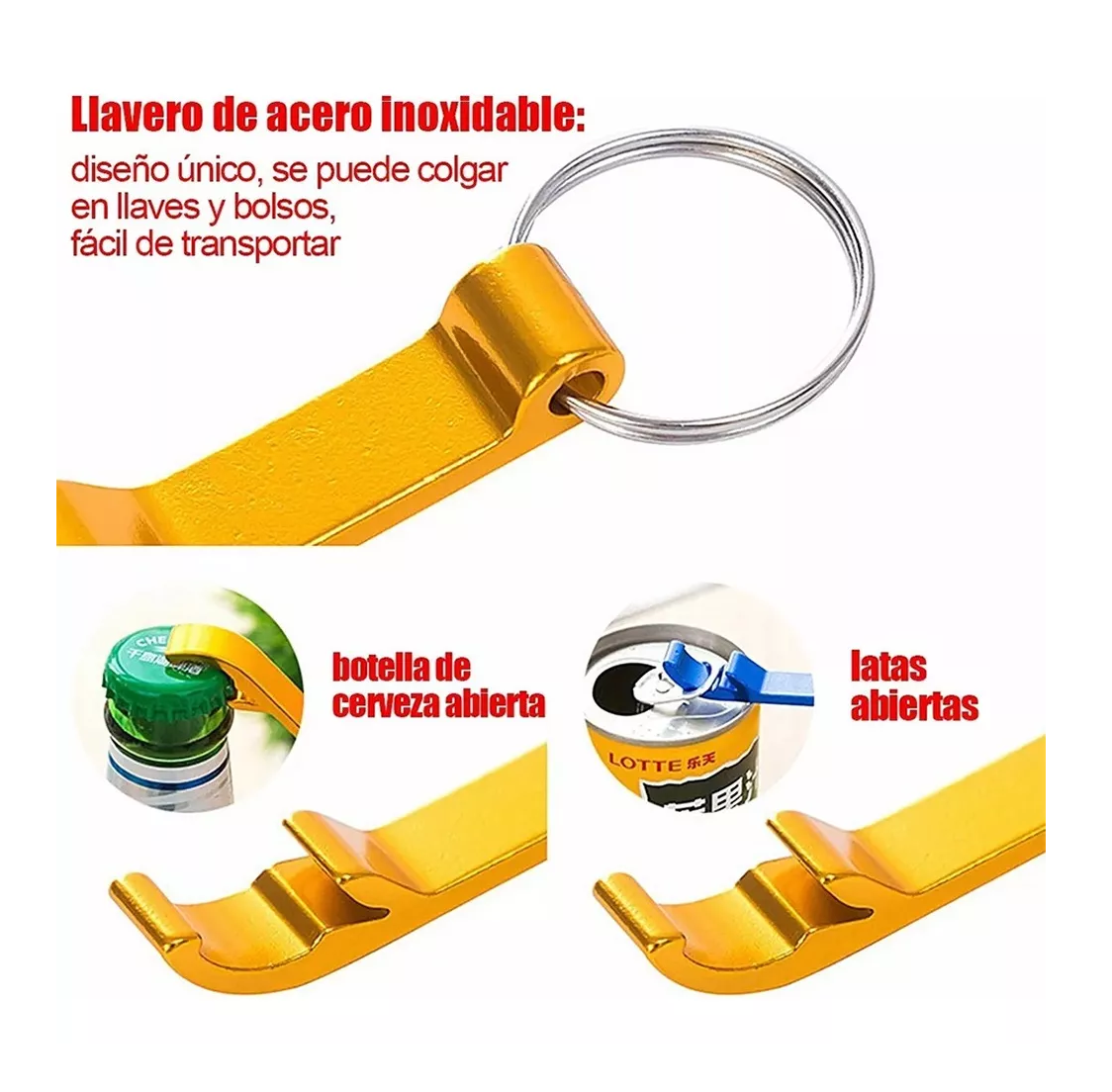 Foto 4 pulgar | Llavero Destapador de Aluminio Metálico 100 Piezas Multicolor