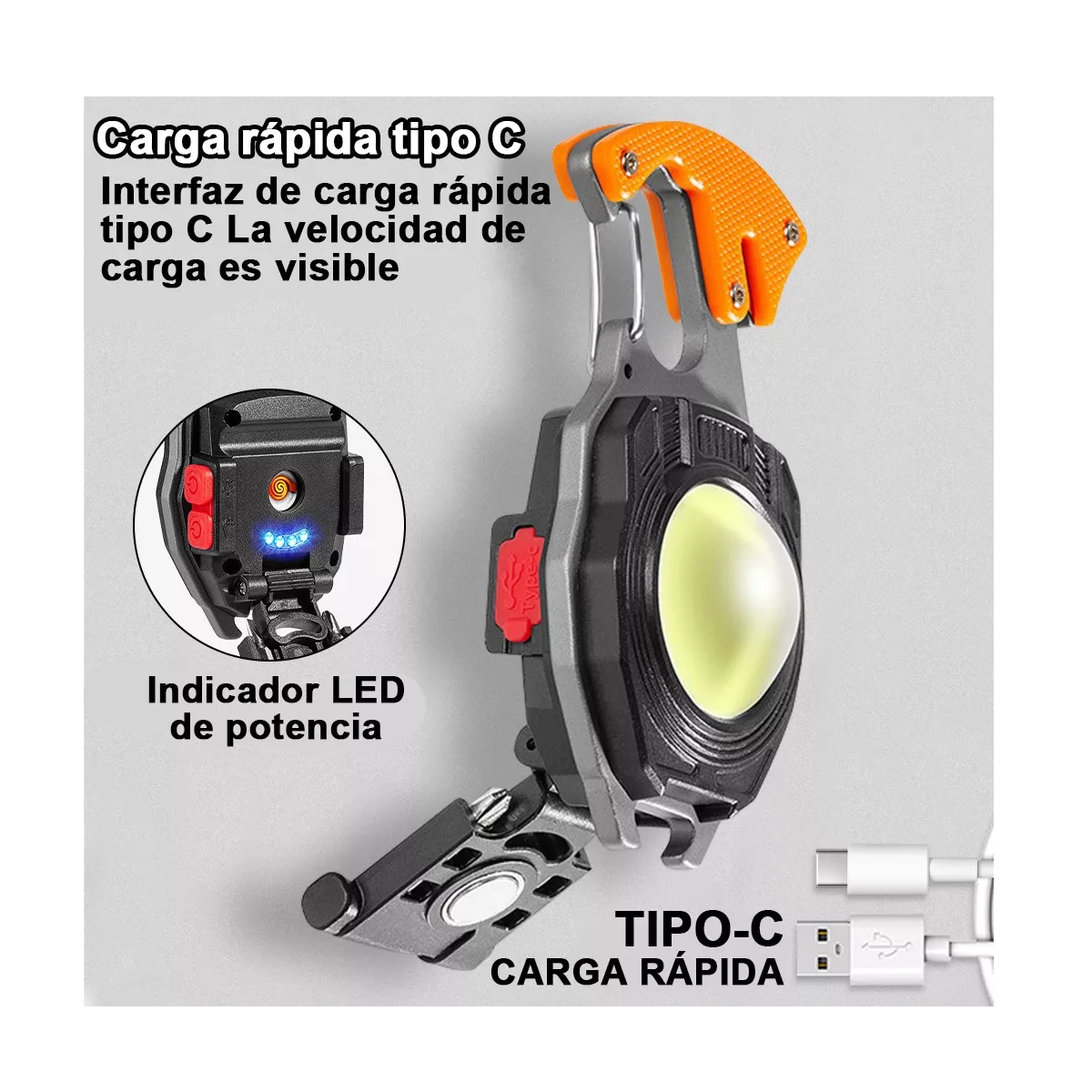 Foto 4 pulgar | Llavero con Linterna Led Multifunción Eo Safe Imports ESI-9800 Naranja