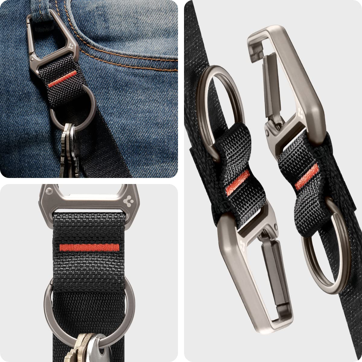 Foto 8 pulgar | Llavero Con Correa De Mosquetón Spigen Life Para Llaves, Color Negro - Venta Internacional.