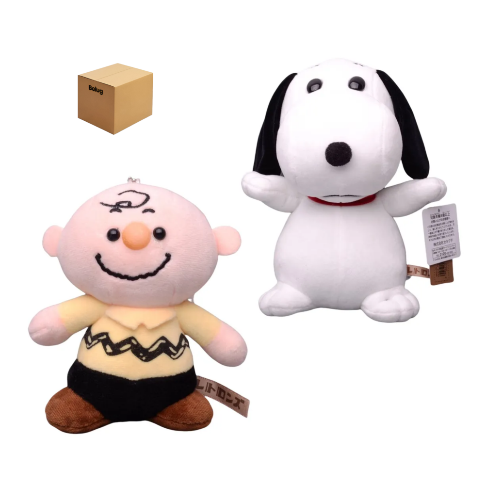Llavero Peluche Snoopy + Charlie 2pz Belug  Blanco Color Piel Amarillo