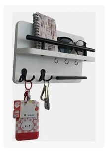 Foto 3 | Estante Flotante Con Ganchos De Metal Dobles Para Colocar Llaves