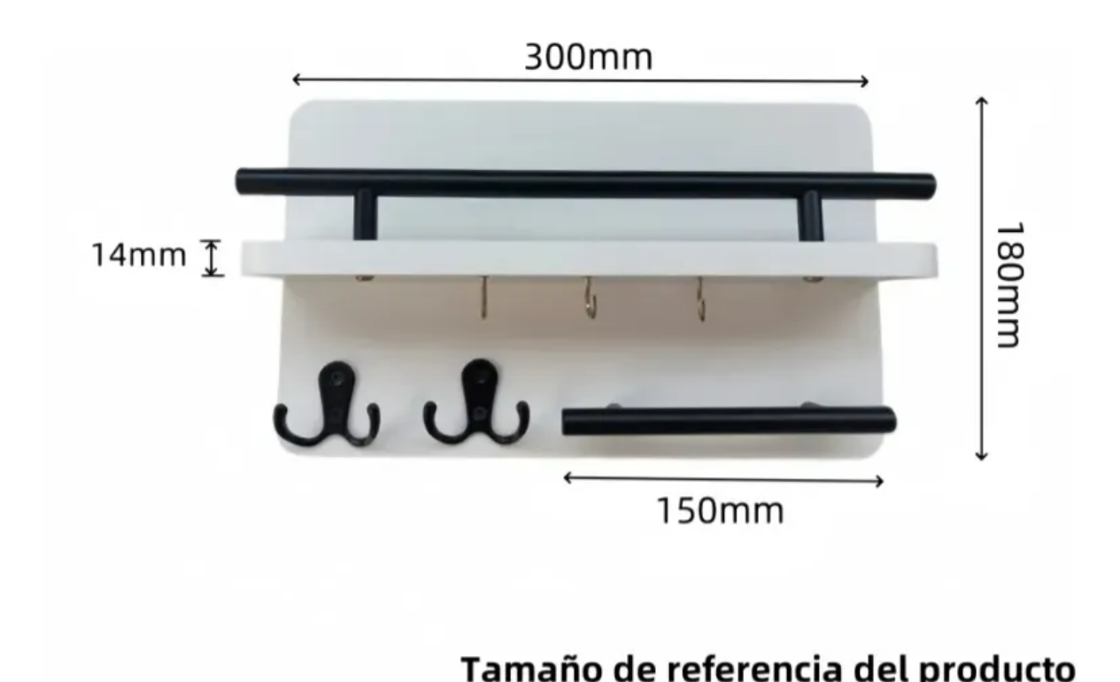 Foto 7 pulgar | Estante Flotante Con Ganchos De Metal Dobles Para Colocar Llaves