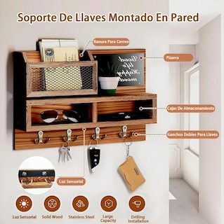Foto 3 | Porta Llaves Pared Madera Modernos Hogar Adornos
