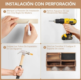 Foto 5 | Porta Llaves Pared Madera Modernos Hogar Adornos
