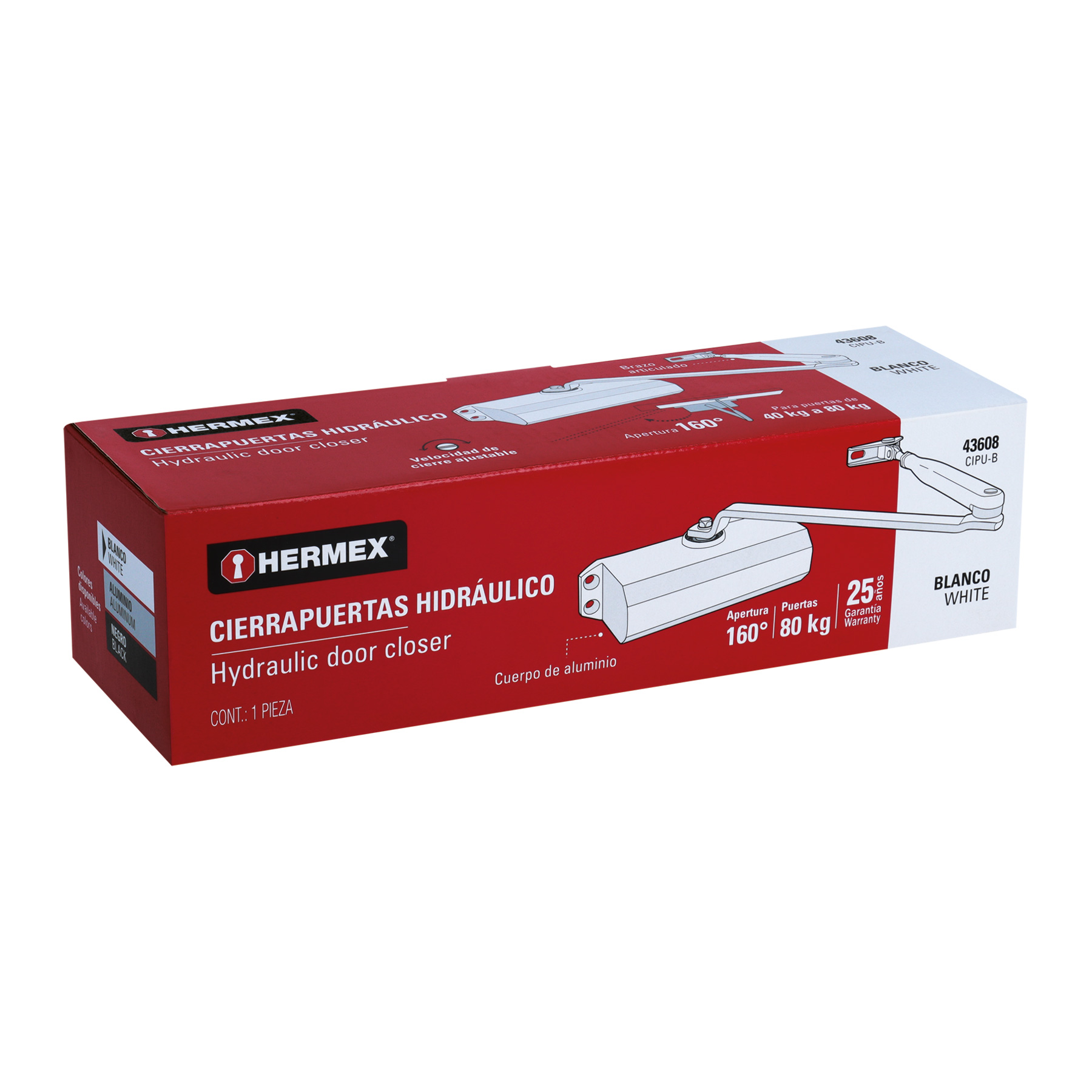 Foto 2 | Cierrapuertas Hidraulico Hermex Cipu-b Color Blanco