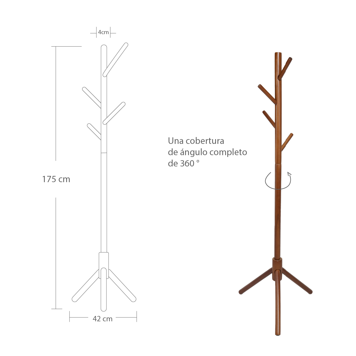 Foto 3 pulgar | Perchero Ilios Innova Minimalista de Madera con 8 Ganchos Marrón