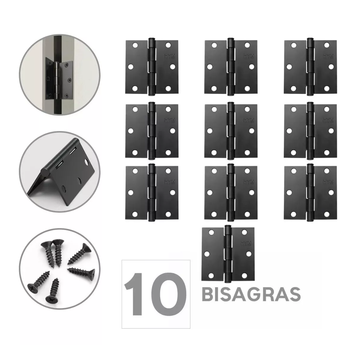 Foto 3 | Bisagras Eo Safe Imports Esi-8376 color Negro Mate 3 X 3 " con Tornillos 10 Pzas