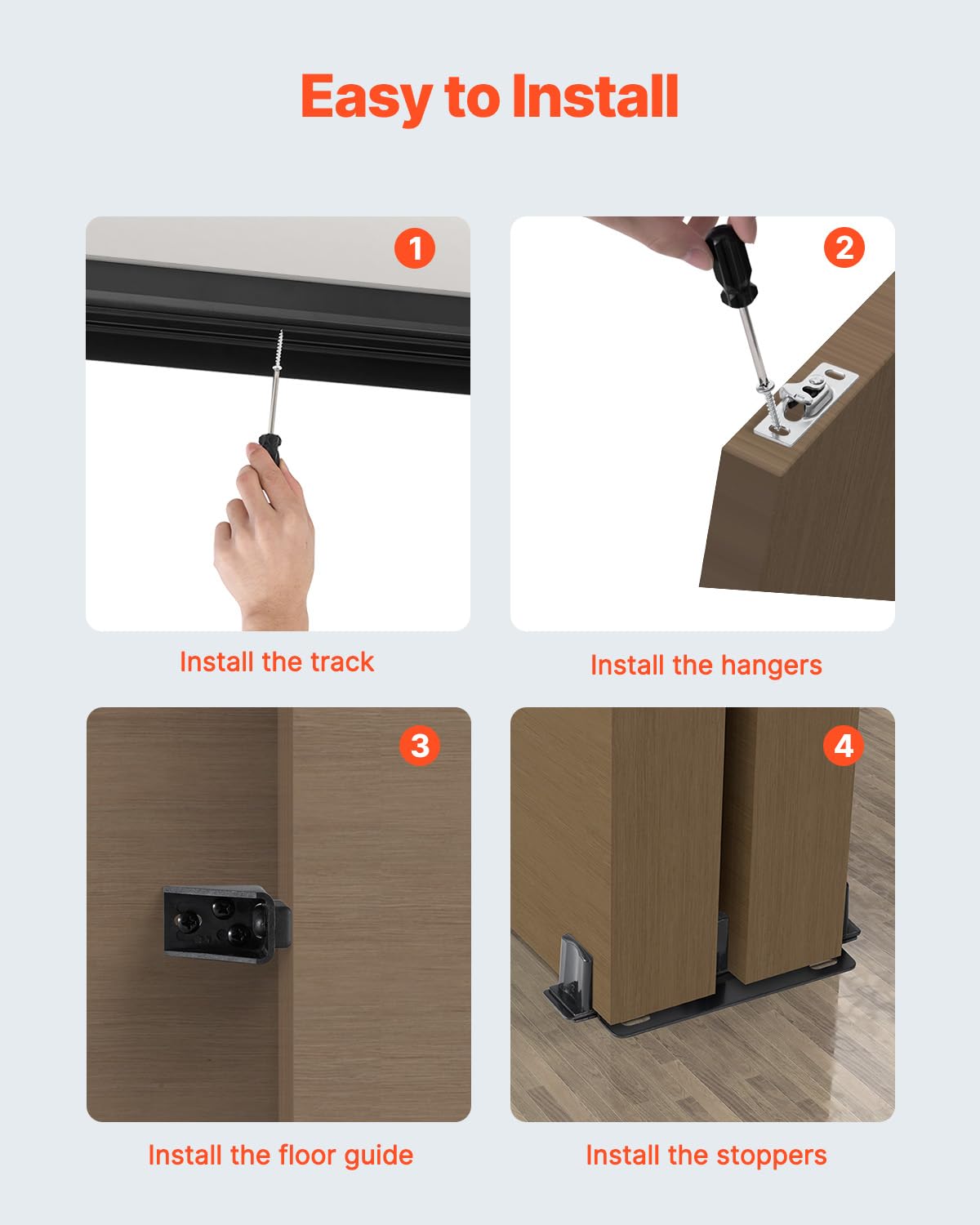 Foto 6 pulgar | Kit De Herrajes Para Puertas Bypass Vevor, Aleación De Aluminio De Alta Resistencia De 4 Pies - Venta Internacional.