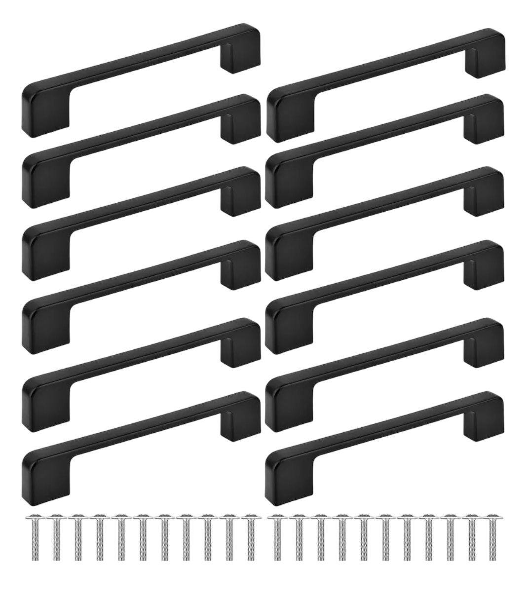 Foto 1 | Juego de 12 Jaladeras Negras de Aleación Aluminio para Gabinetes y Cajones
