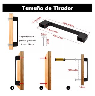 Foto 3 | Juego de 12 Jaladeras Negras de Aleación Aluminio para Gabinetes y Cajones