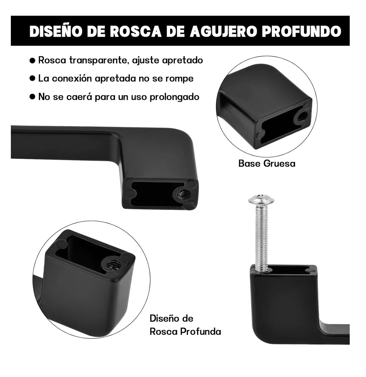 Foto 4 | Juego de 12 Jaladeras Negras de Aleación Aluminio para Gabinetes y Cajones