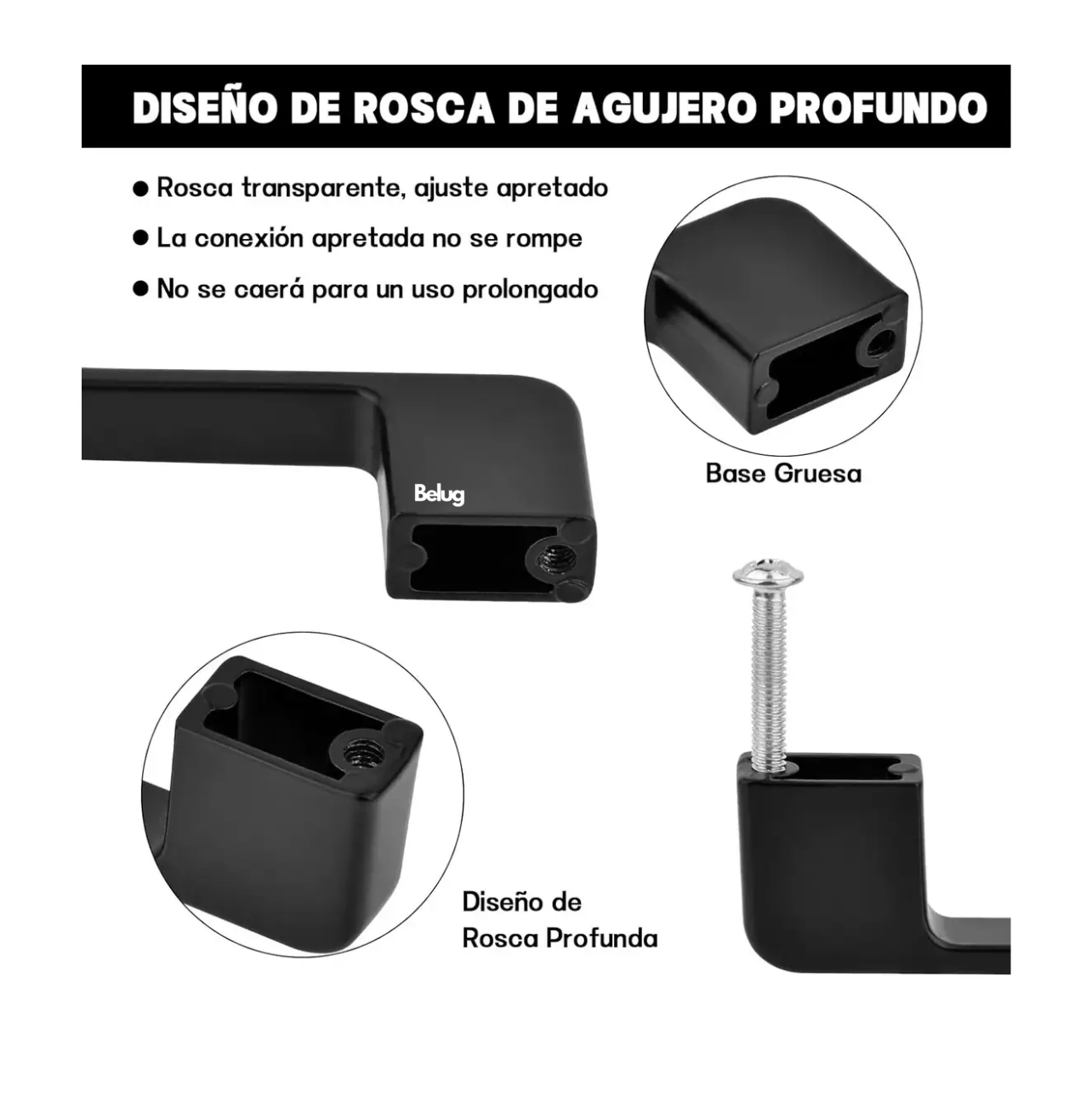 Foto 4 | Jaladera Tirador Manija De Dedos Para Armario Cajón 12 Pcs Belug, Negro