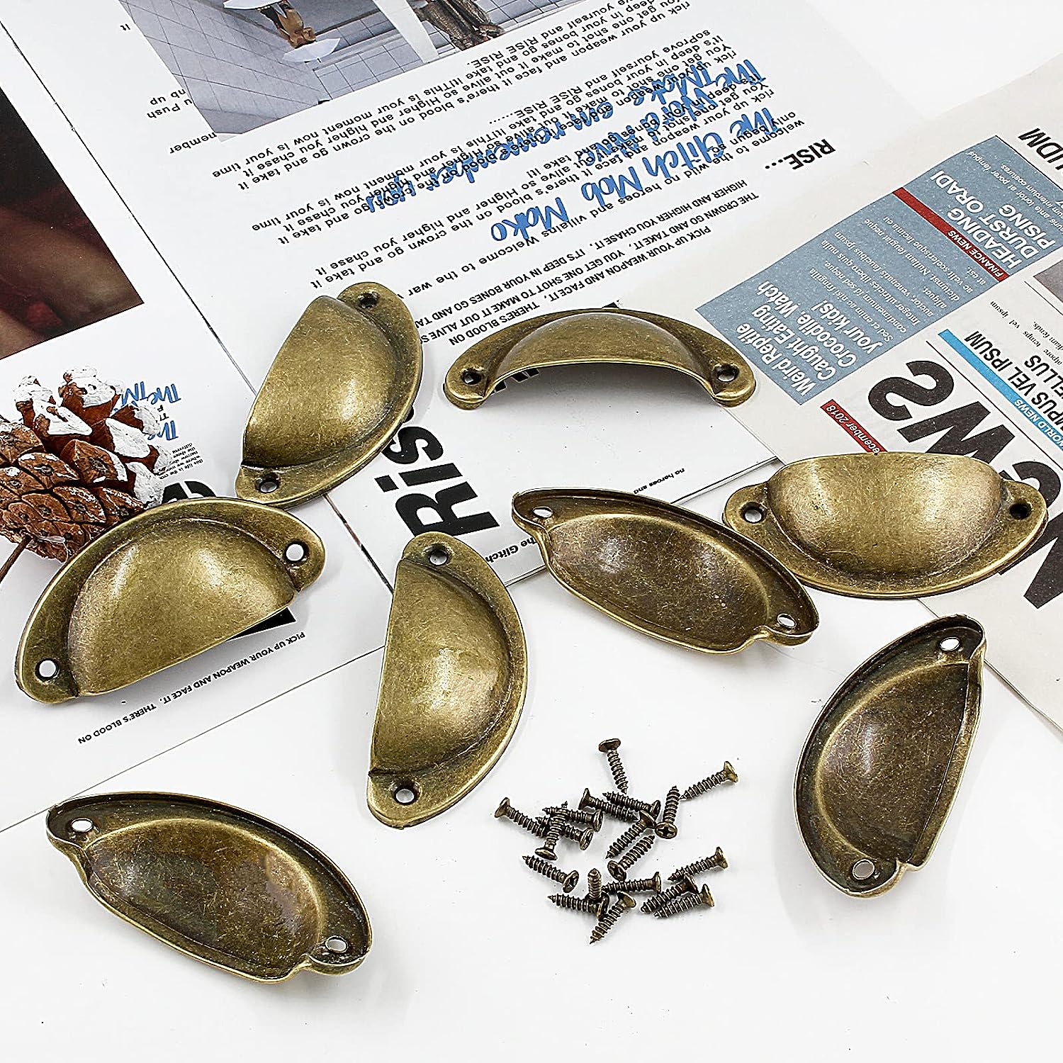 Foto 5 pulgar | Tiradores De Vasos Jieyou Con Carcasa De Latón Envejecido, 12 Unidades - Venta Internacional.