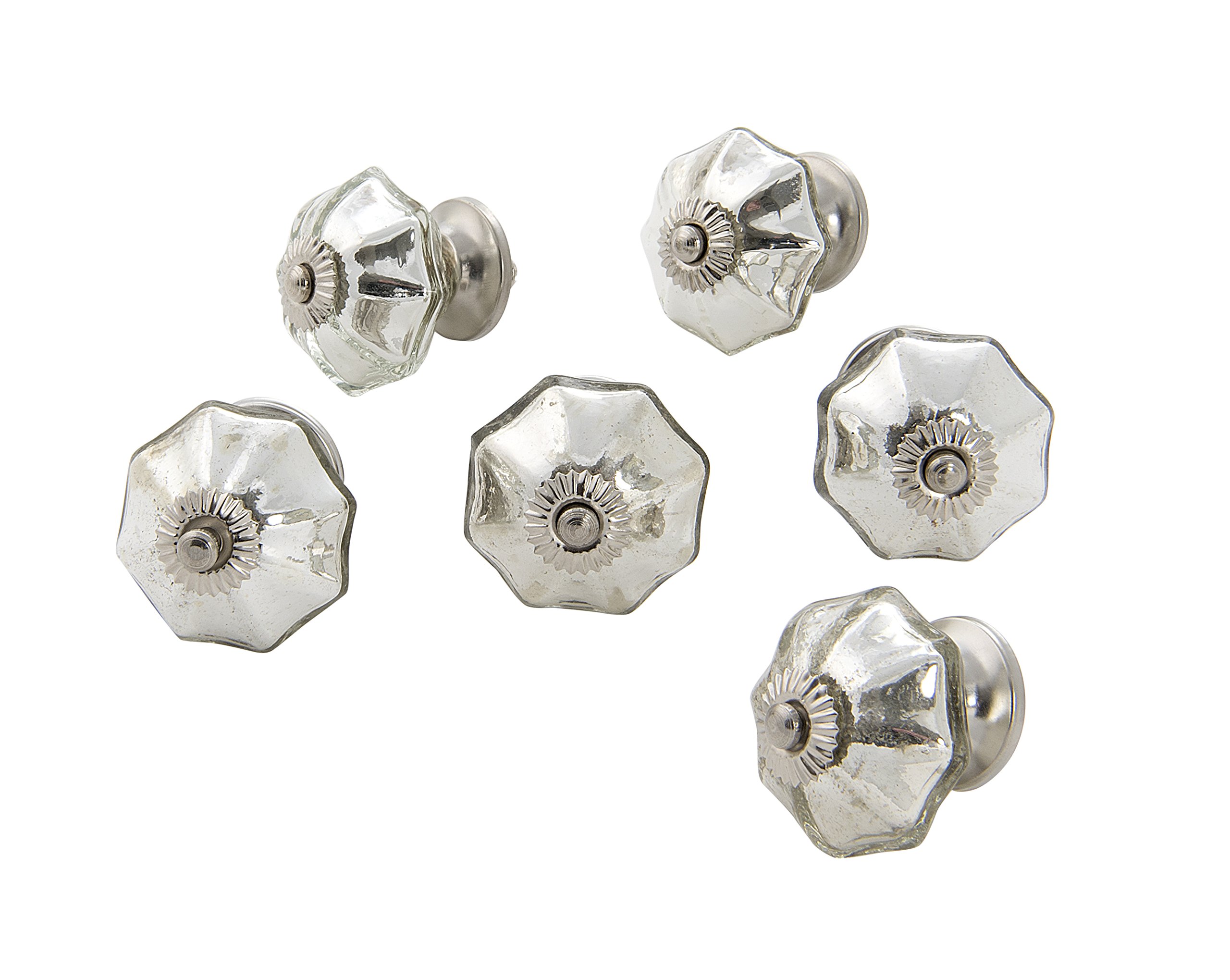 Foto 2 pulgar | Pomo De Cristal Dritz Home 47008a Mercury Scallop Silver (6 Unidades) - Venta Internacional.